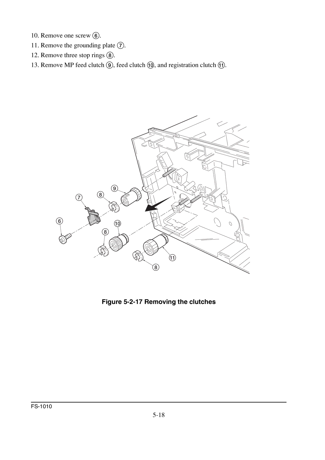 Kyocera FS-1010 service manual Removing the clutches 