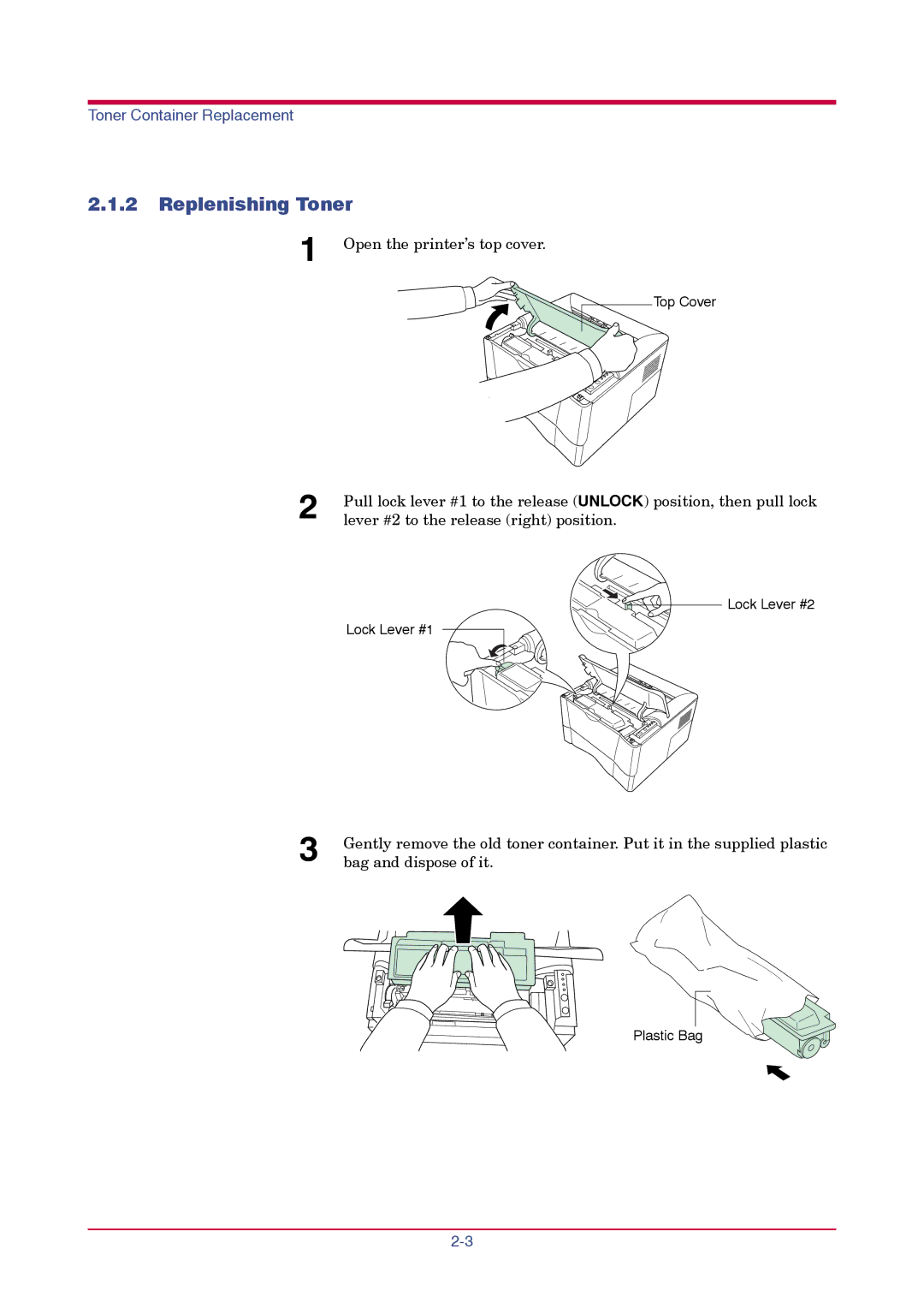 Kyocera FS-1010 manual Replenishing Toner 