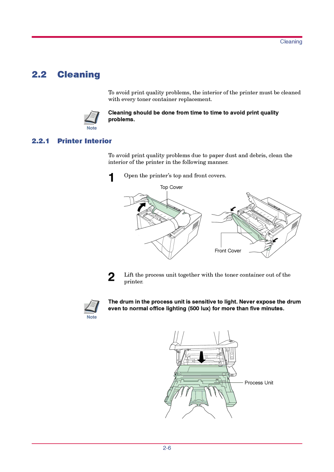 Kyocera FS-1010 manual Cleaning, Printer Interior 