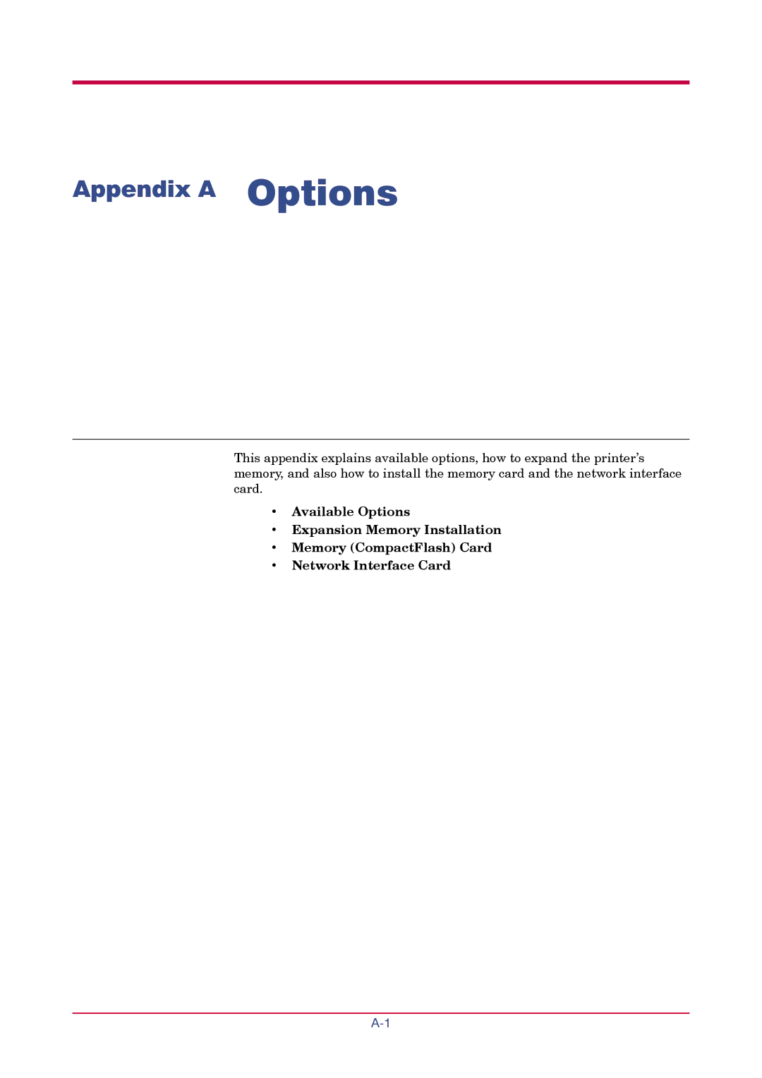 Kyocera FS-1010 manual Appendix a Options 