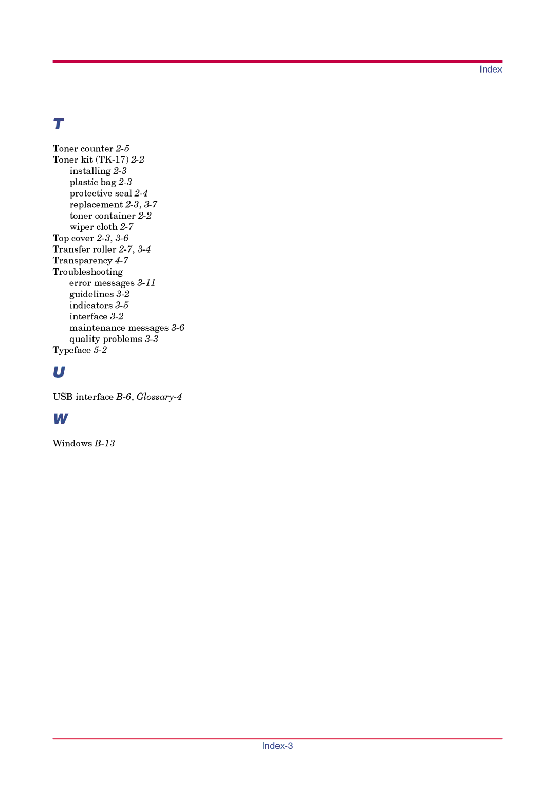 Kyocera FS-1010 manual Index-3 