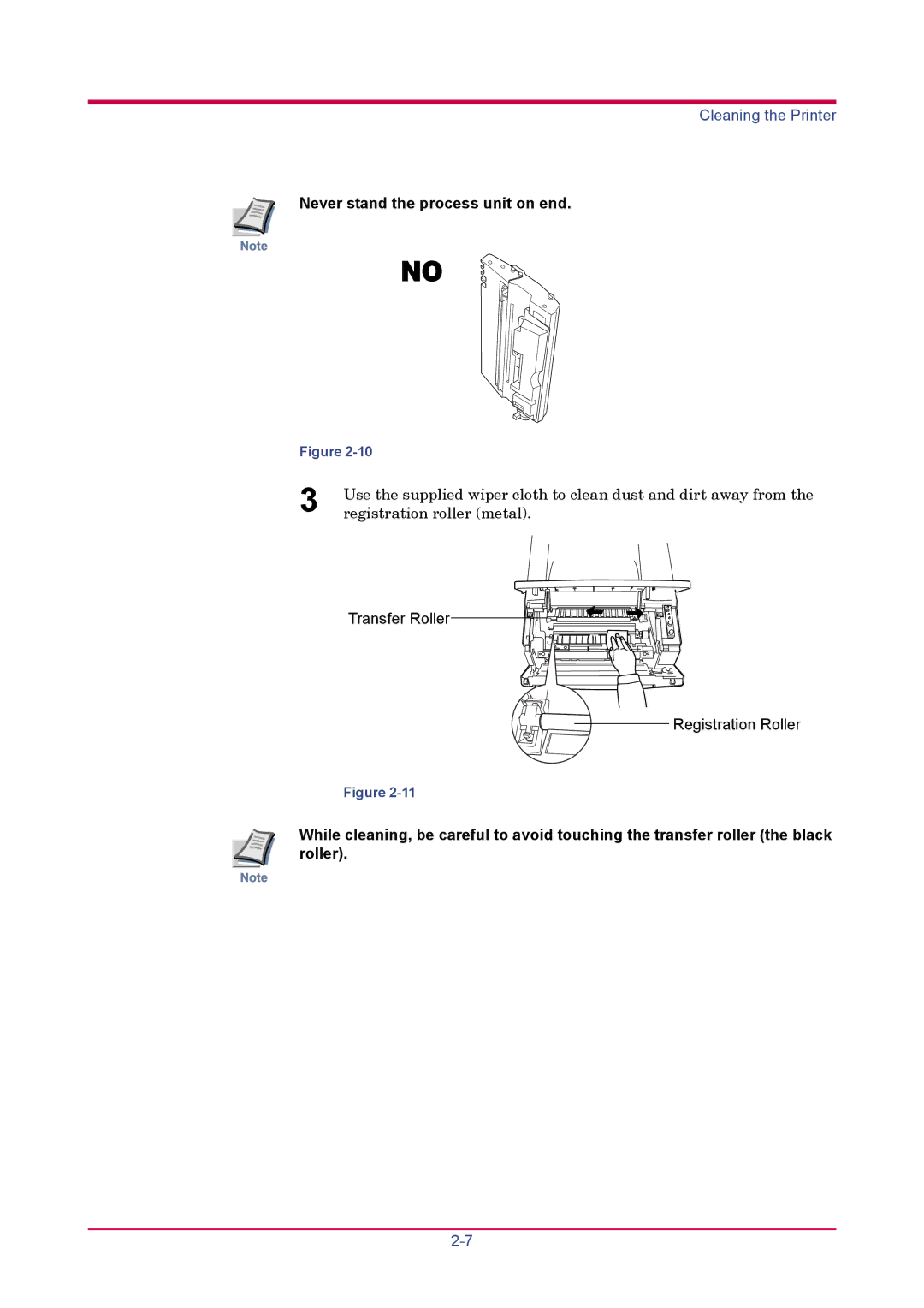 Kyocera FS-1020D manual Never stand the process unit on end, Roller 