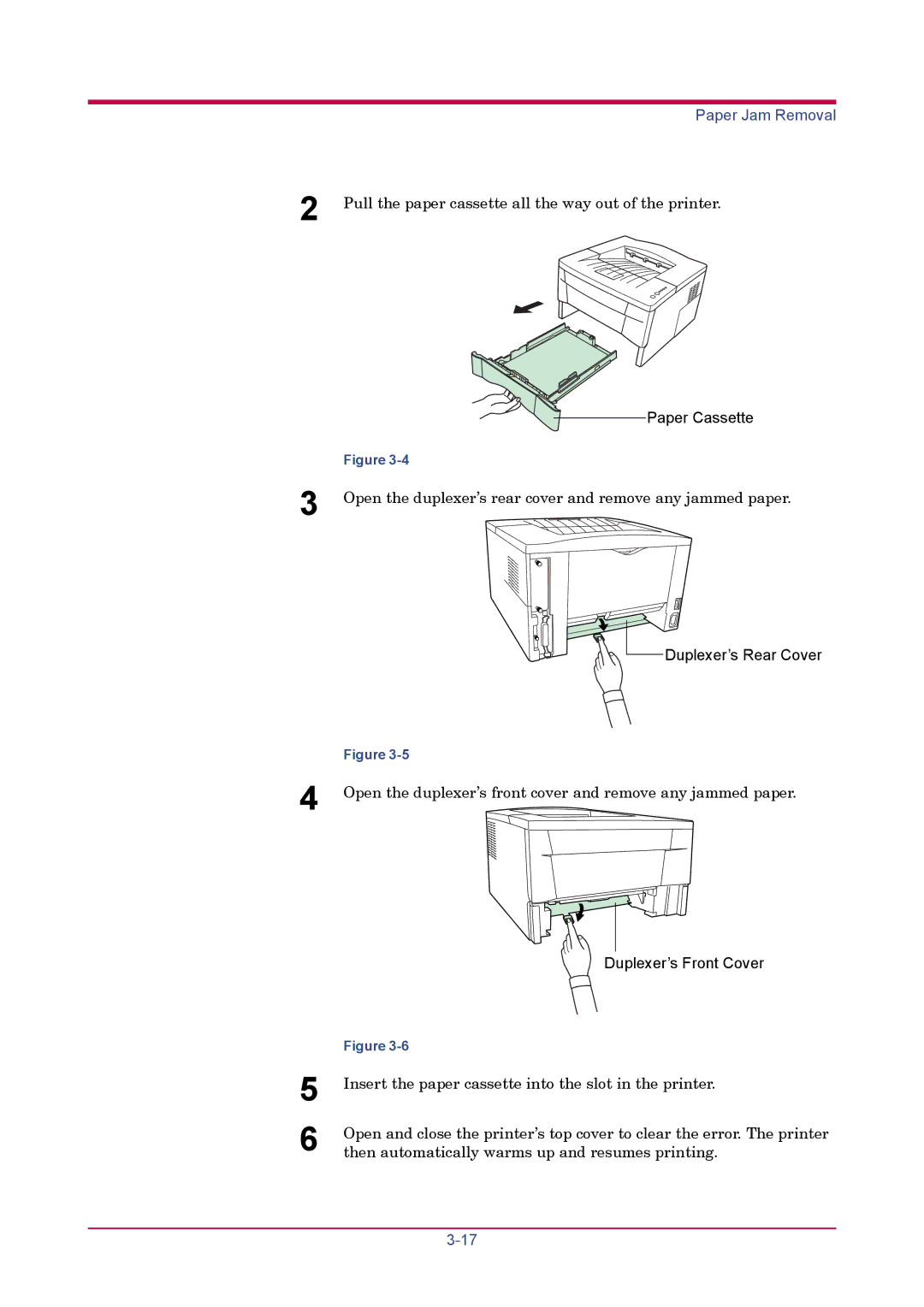 Kyocera FS-1020D manual Pull the paper cassette all the way out of the printer 