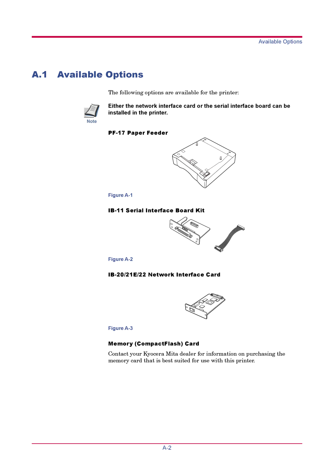 Kyocera FS-1020D manual Available Options 