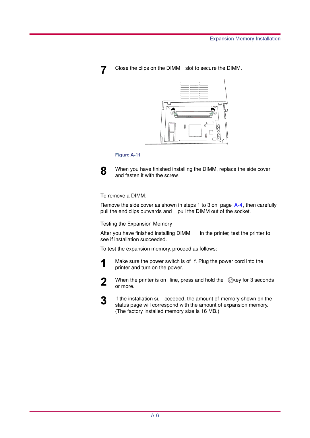 Kyocera FS-1020D manual Fasten it with the screw, Testing the Expansion Memory 