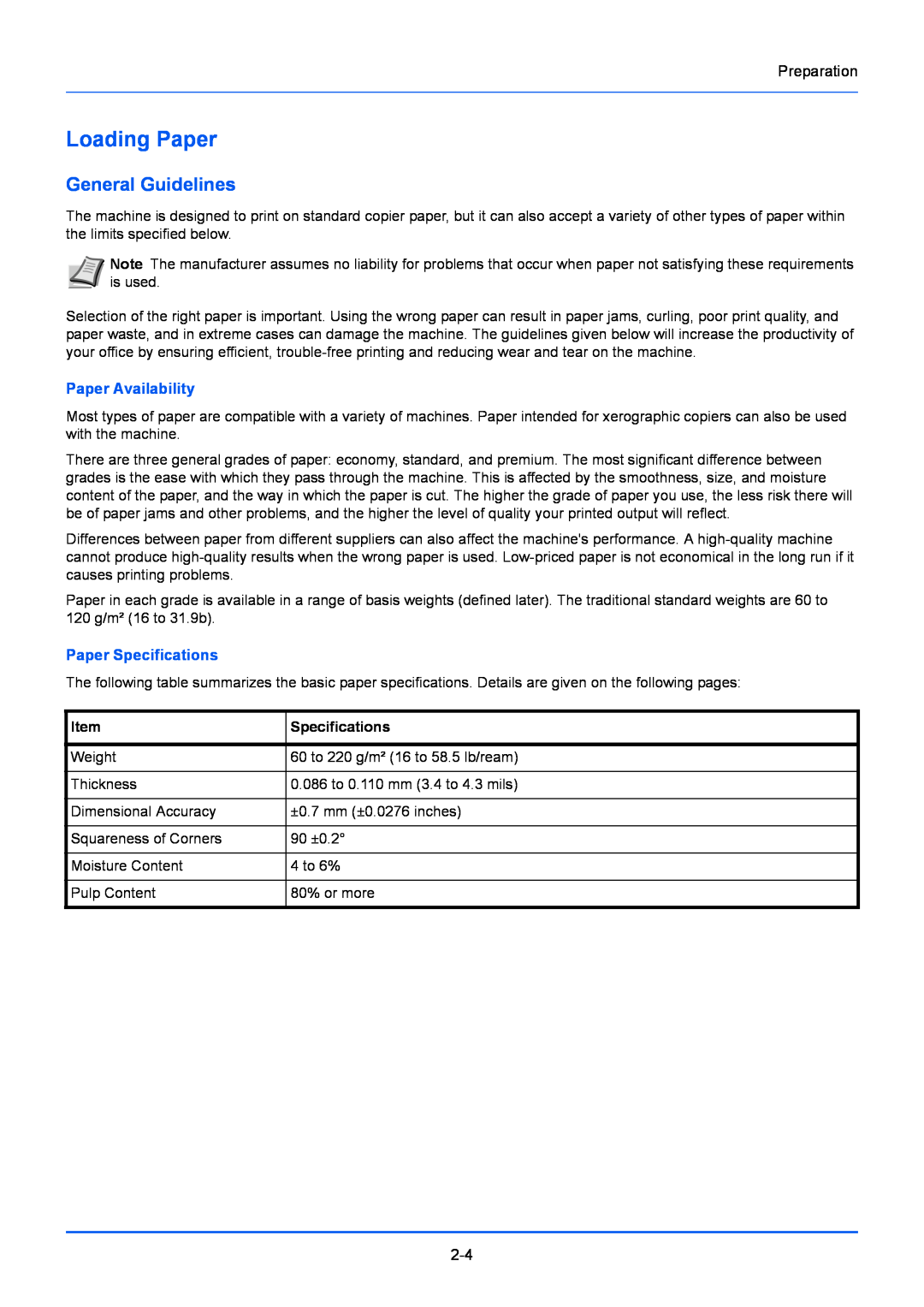 Kyocera FS-1020MFP, FS-1220MFP manual Loading Paper, General Guidelines 