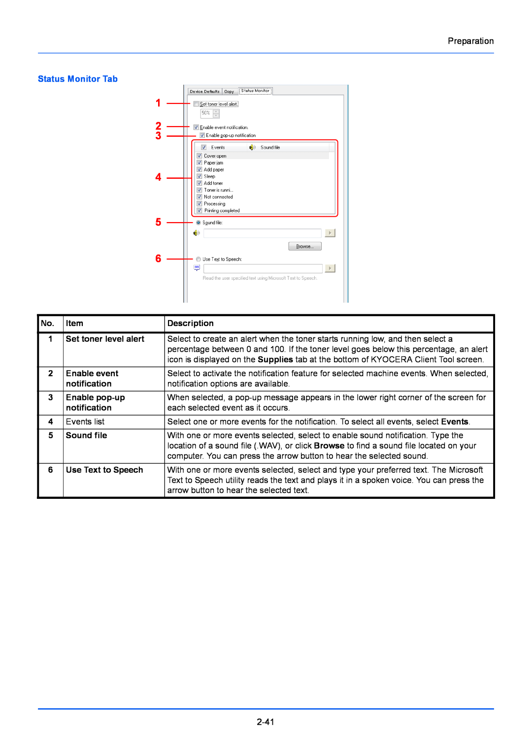 Kyocera FS-1220MFP, FS-1020MFP manual Status Monitor Tab 