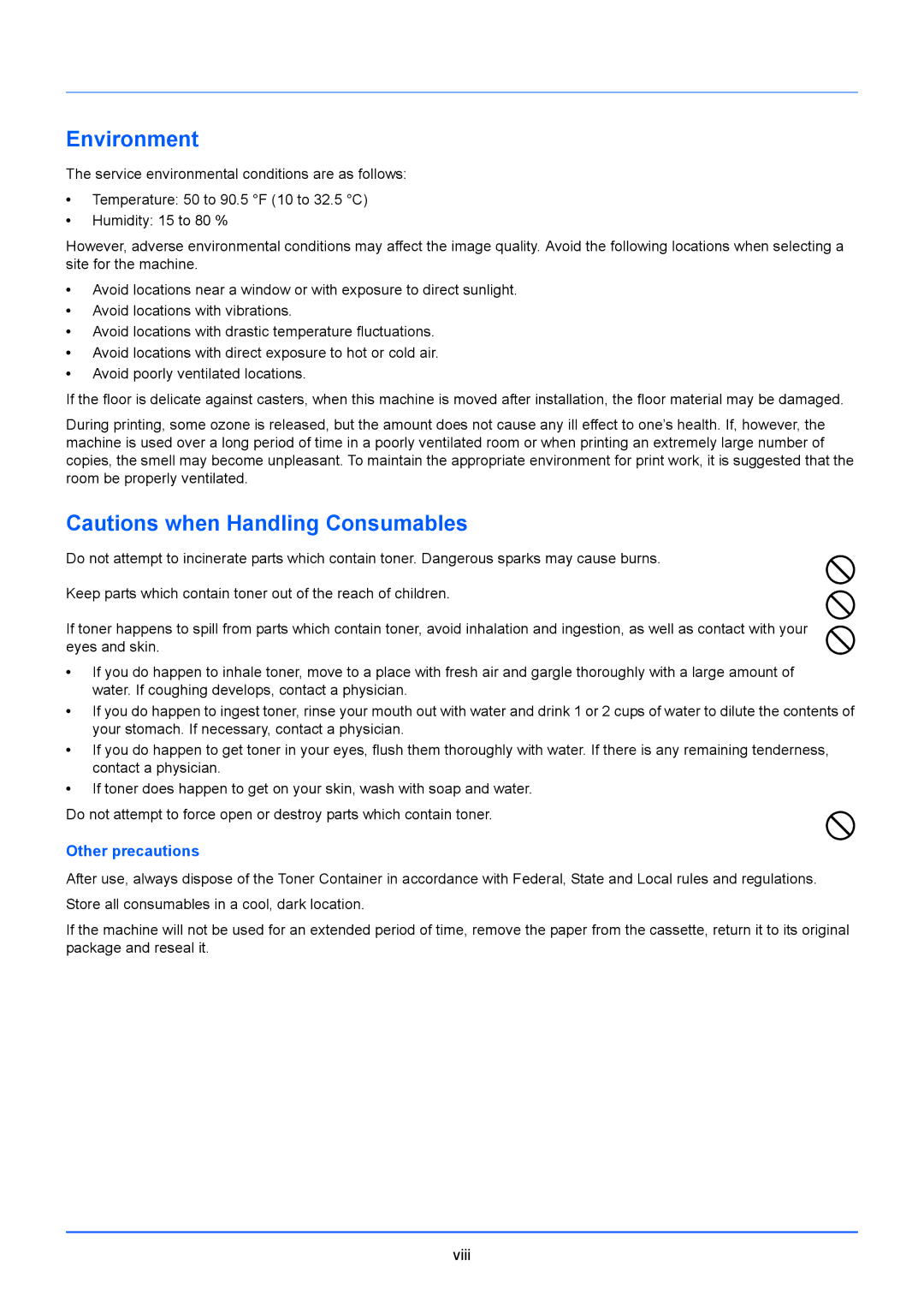 Kyocera FS-1020MFP, FS-1220MFP manual Environment, Other precautions 