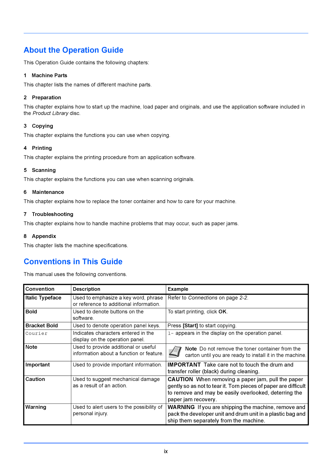 Kyocera FS-1220MFP, FS-1020MFP manual About the Operation Guide, Conventions in This Guide 