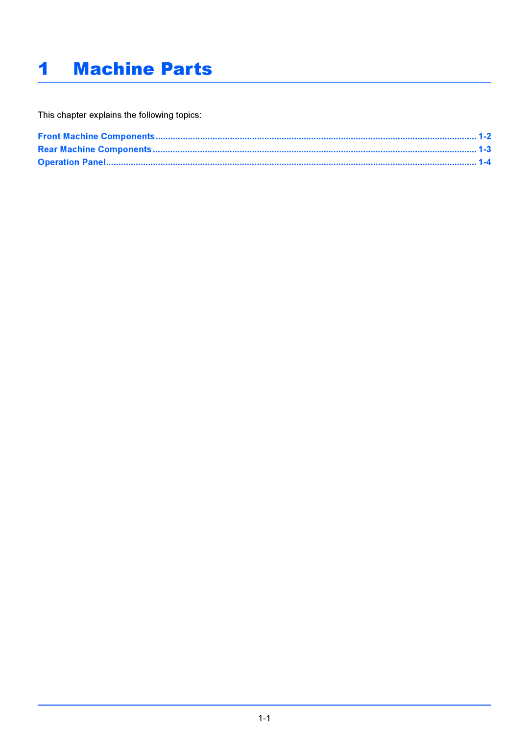 Kyocera FS-1220MFP, FS-1020MFP manual Machine Parts, This chapter explains the following topics 