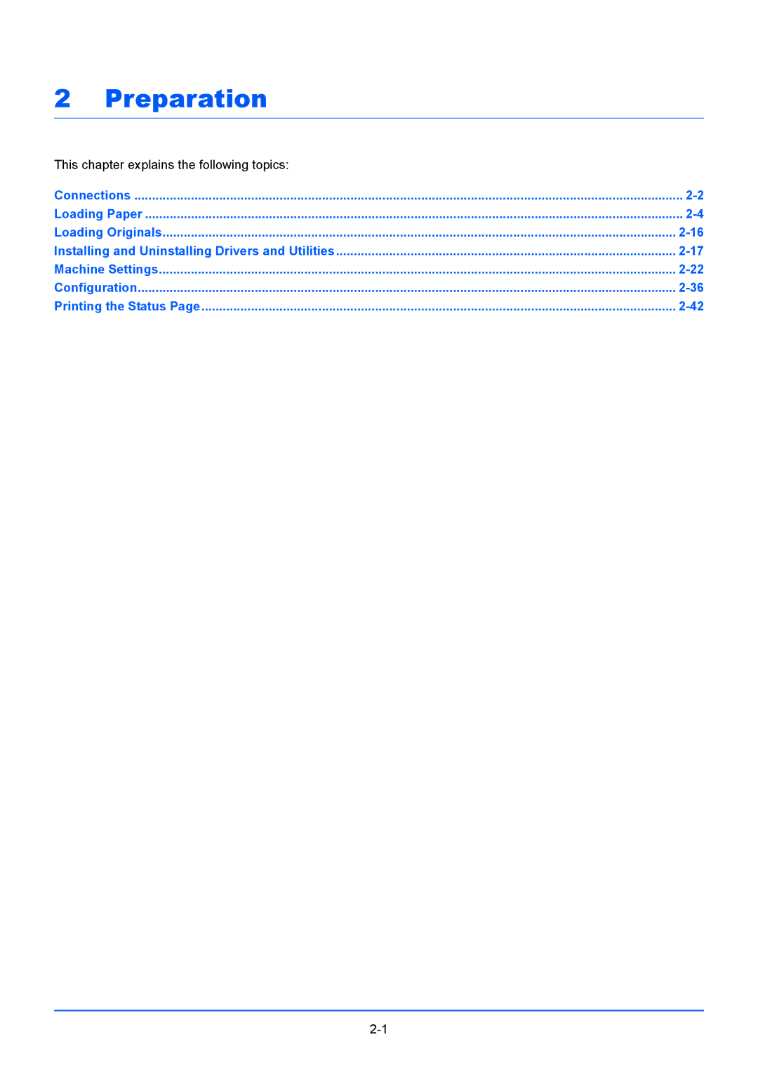 Kyocera FS-1220MFP, FS-1020MFP manual Preparation, This chapter explains the following topics 