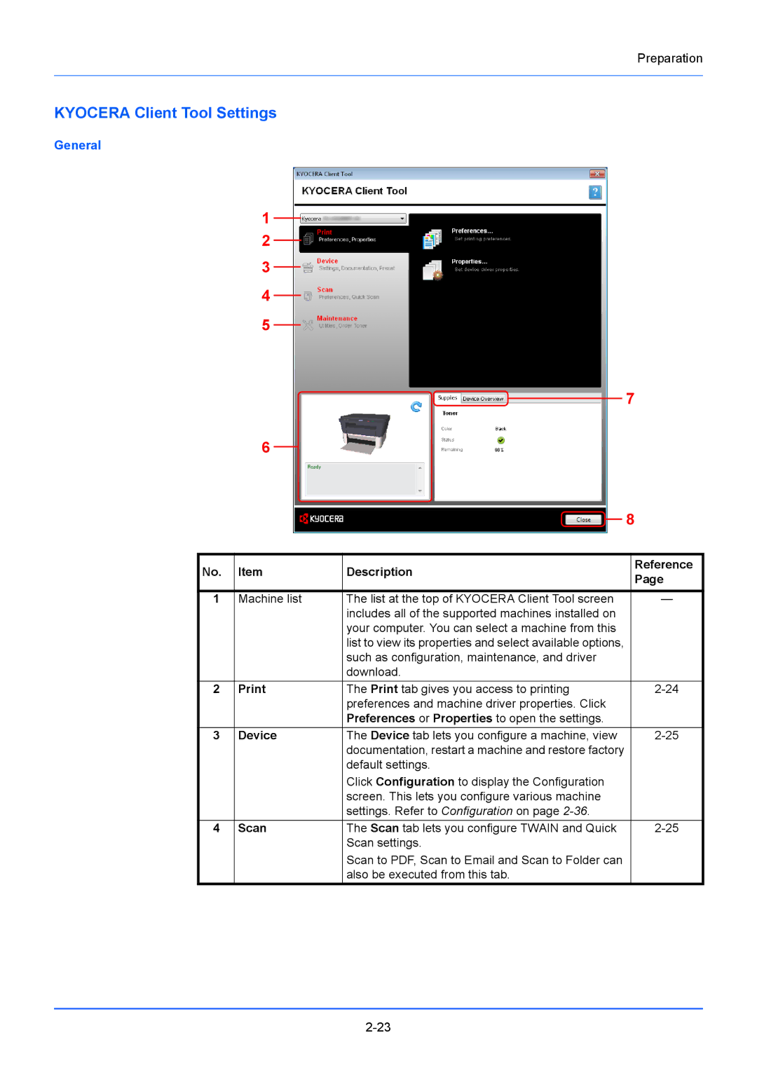 Kyocera FS-1220MFP, FS-1020MFP manual Kyocera Client Tool Settings, General 