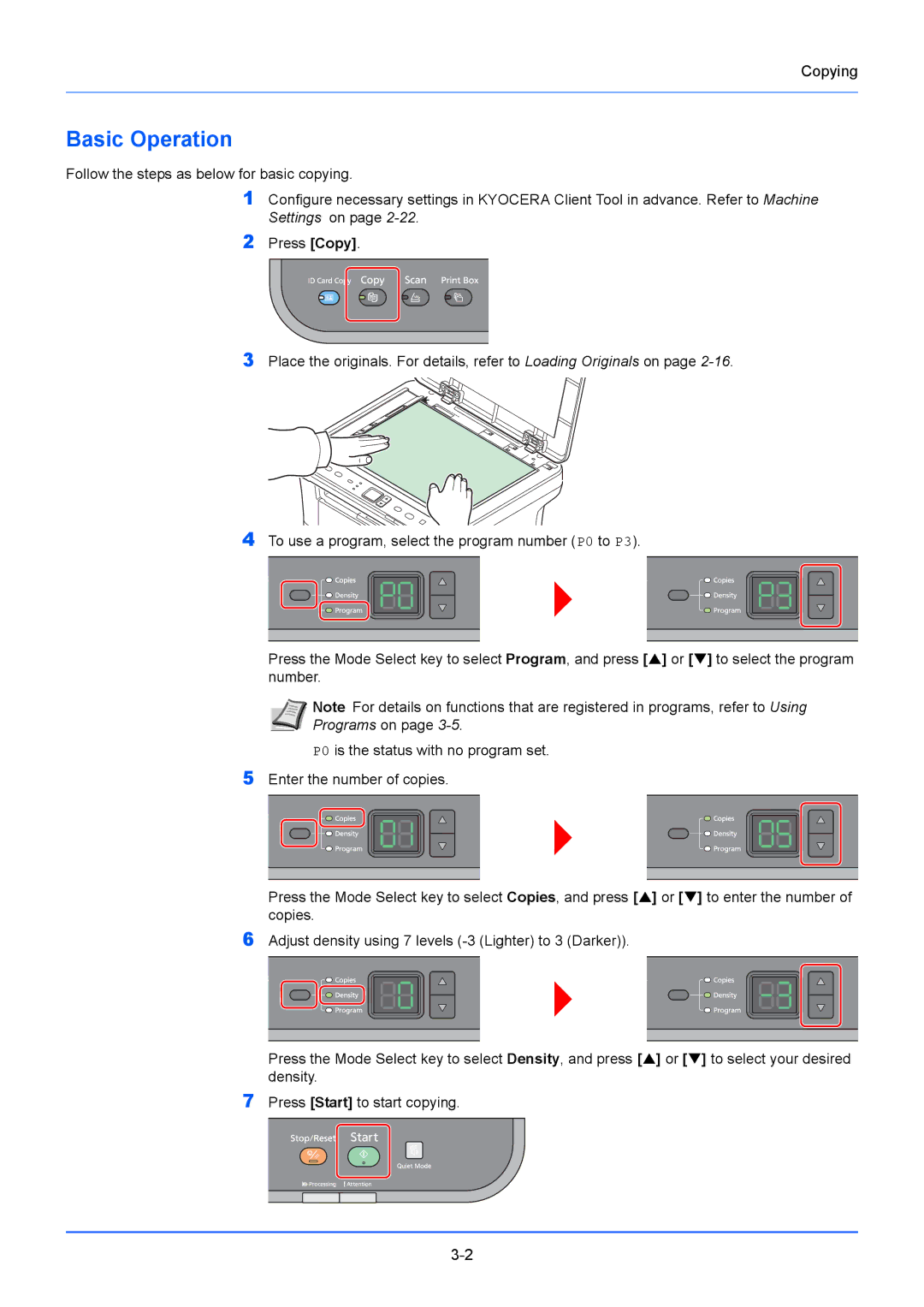 Kyocera FS-1020MFP, FS-1220MFP manual Basic Operation, Programs on 