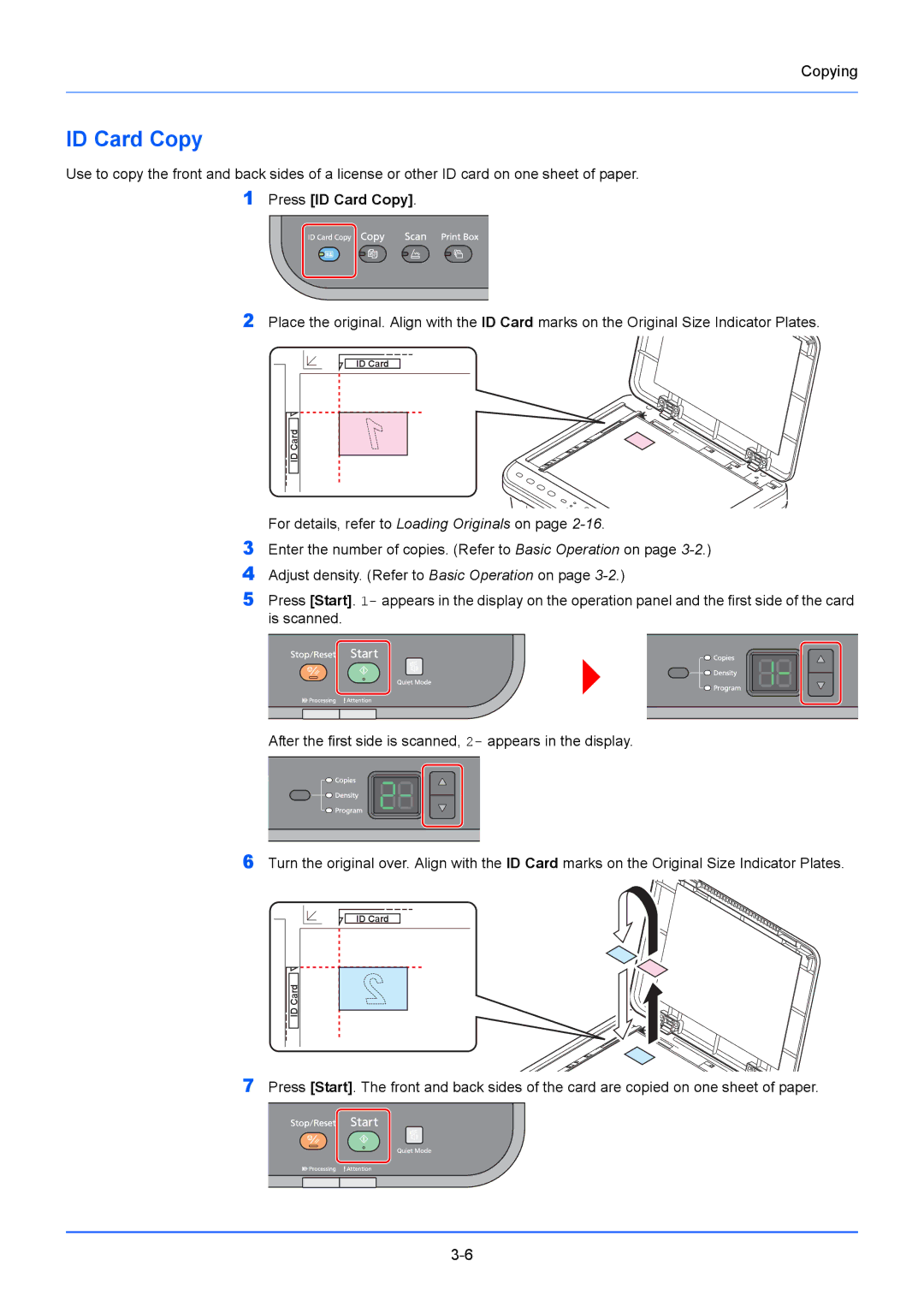 Kyocera FS-1020MFP, FS-1220MFP manual Press ID Card Copy 