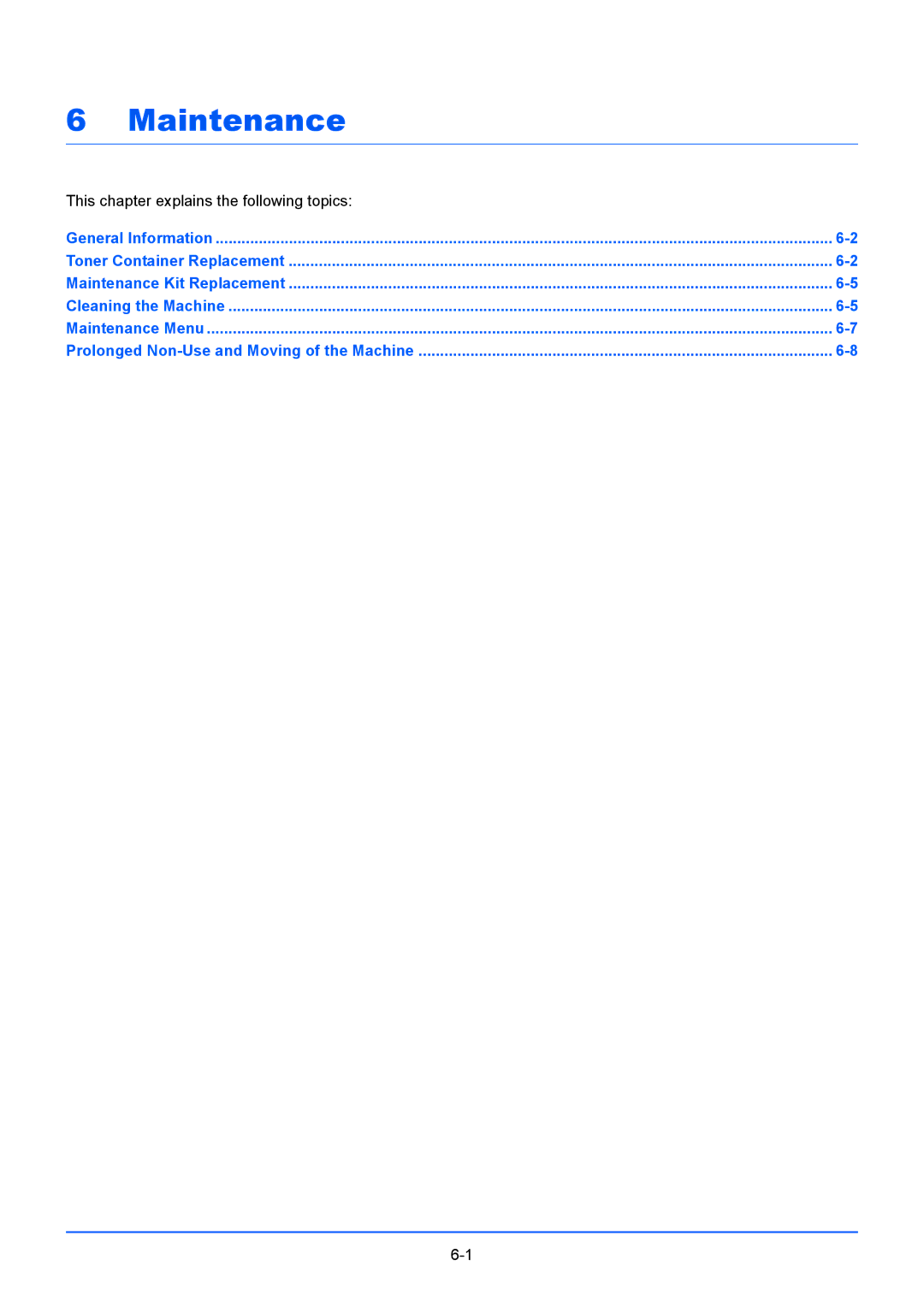 Kyocera FS-1220MFP, FS-1020MFP manual Maintenance, This chapter explains the following topics 