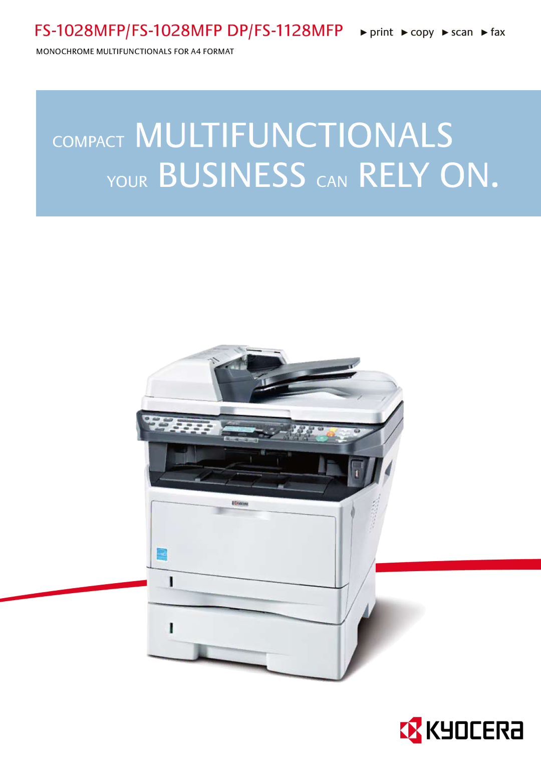 Kyocera FS-1128MFP, FS-1028MFP DP manual Compact Multifunctionals your business can rely on 