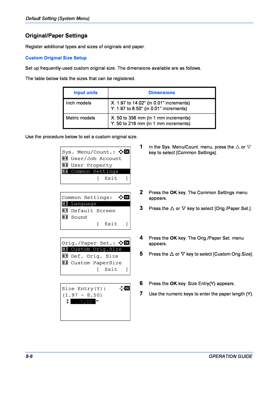 Kyocera FS-1028MFP manual Original/Paper Settings, Sys. Menu/Count. a b 4 User/Job Account 5 User Property, Exit, x ***7.00 