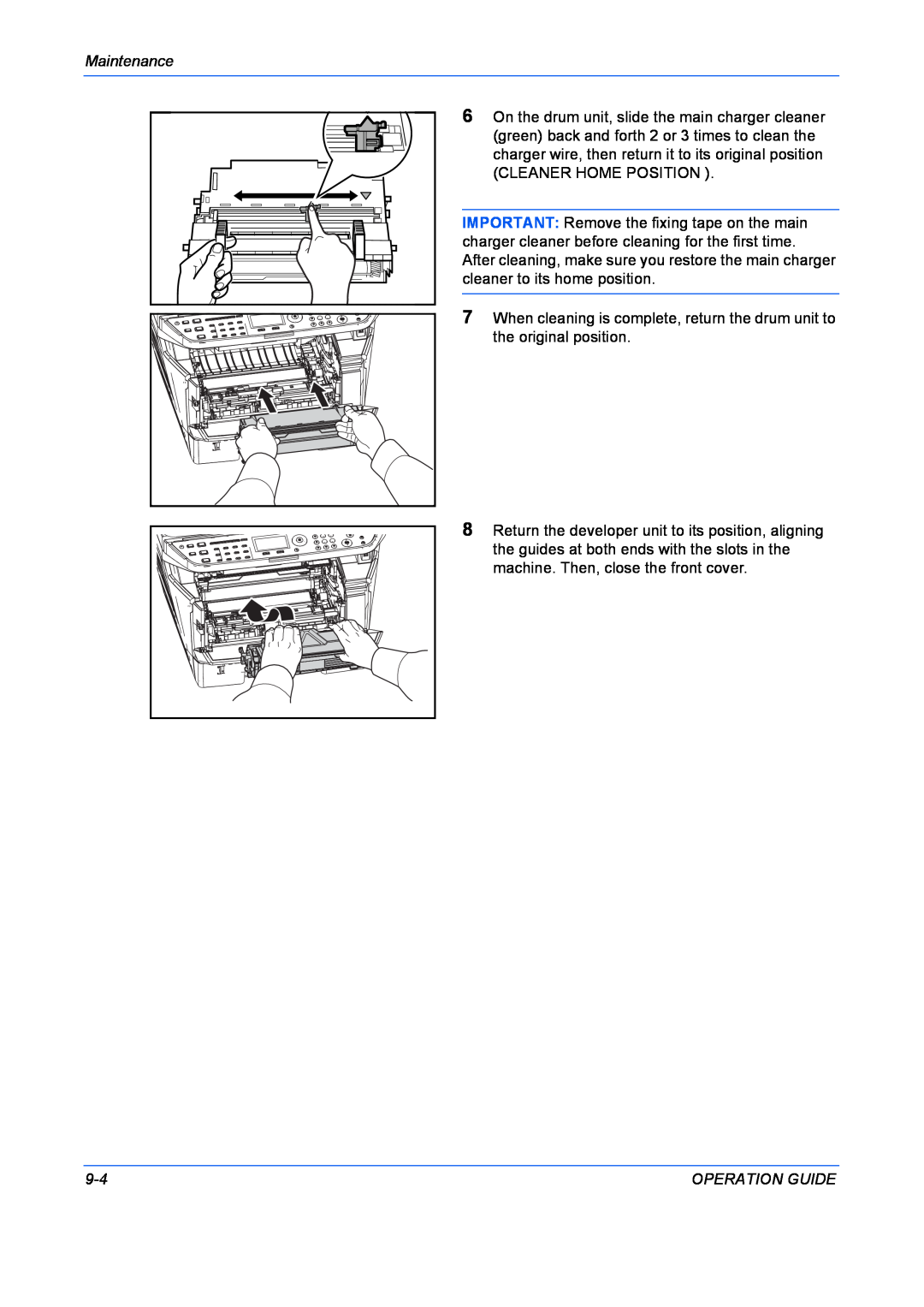 Kyocera FS-1028MFP, FS-1128MFP manual Maintenance, Cleaner Home Position, Operation Guide 