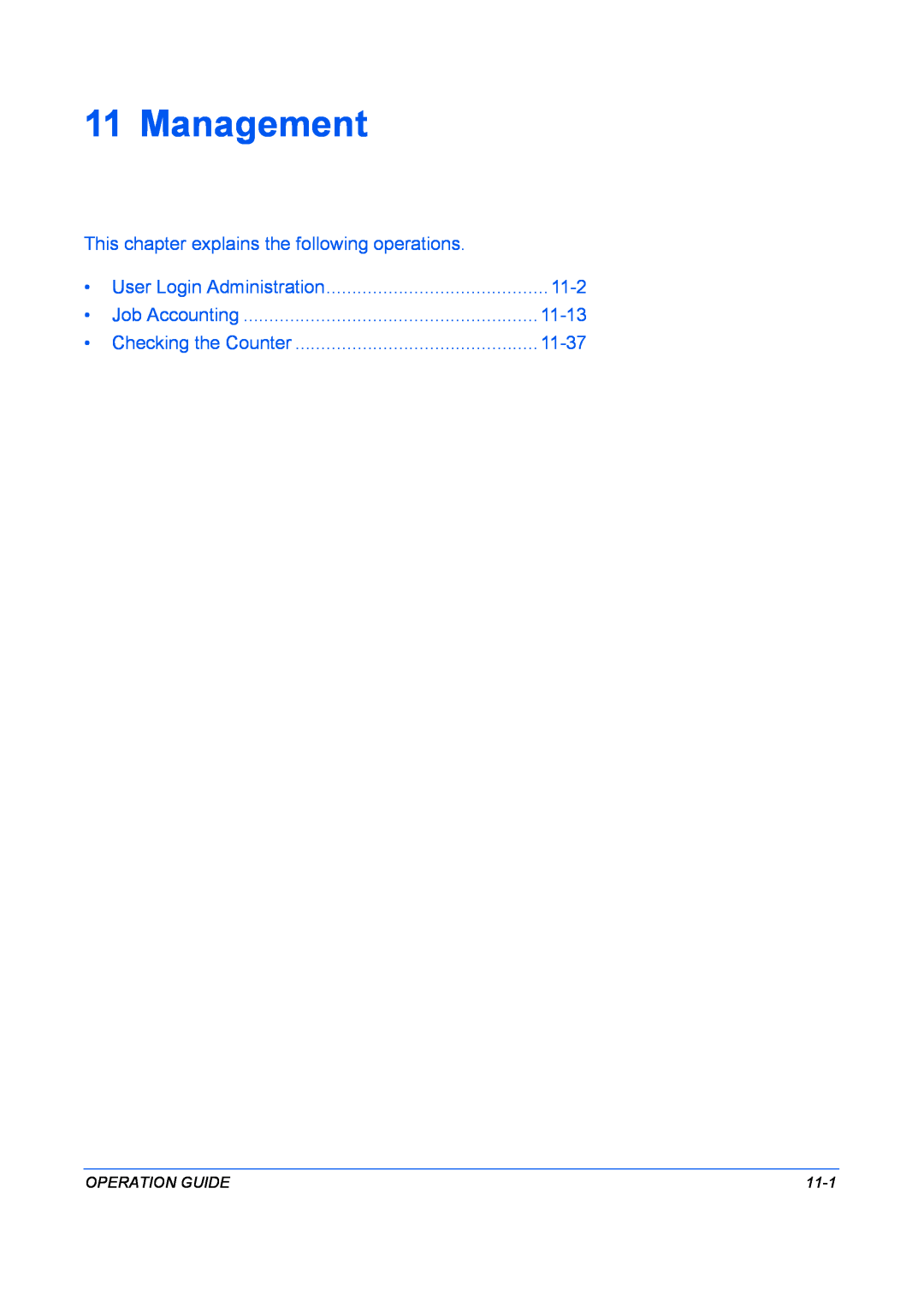 Kyocera FS-1128MFP, FS-1028MFP manual Management, Operation Guide, 11-1, Job Accounting, Checking the Counter 