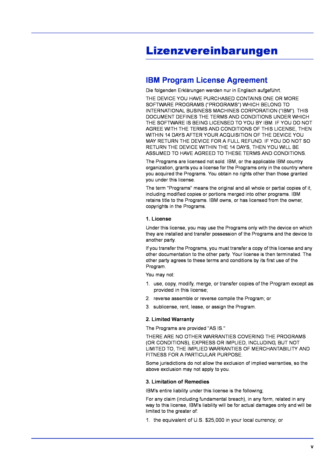 Kyocera FS-1320D, FS-1120D Lizenzvereinbarungen, IBM Program License Agreement, Limited Warranty, Limitation of Remedies 