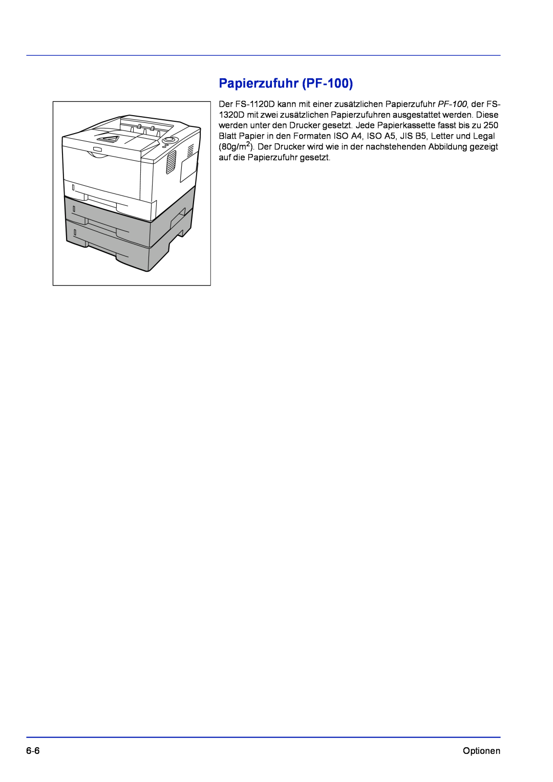 Kyocera FS-1120D, FS-1320D manual Papierzufuhr PF-100 