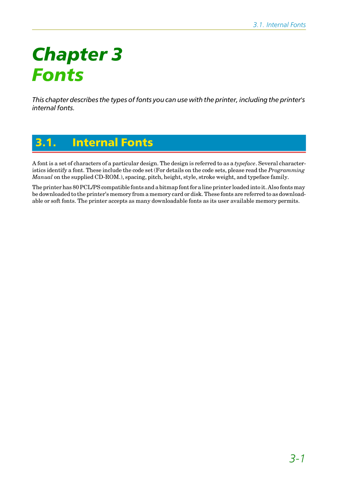 Kyocera FS-1200 manual Internal Fonts 