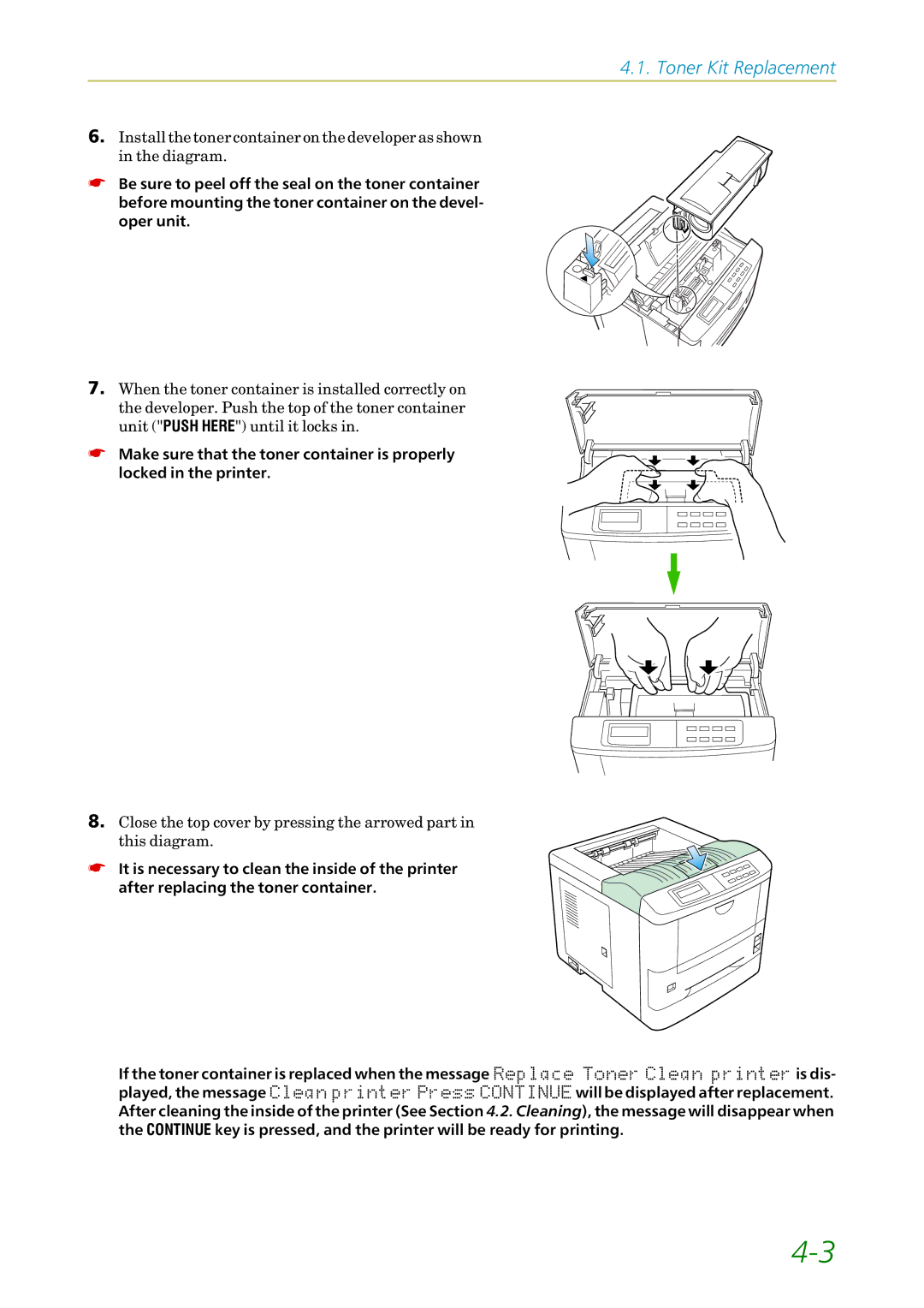 Kyocera FS-1200 manual Toner Kit Replacement 