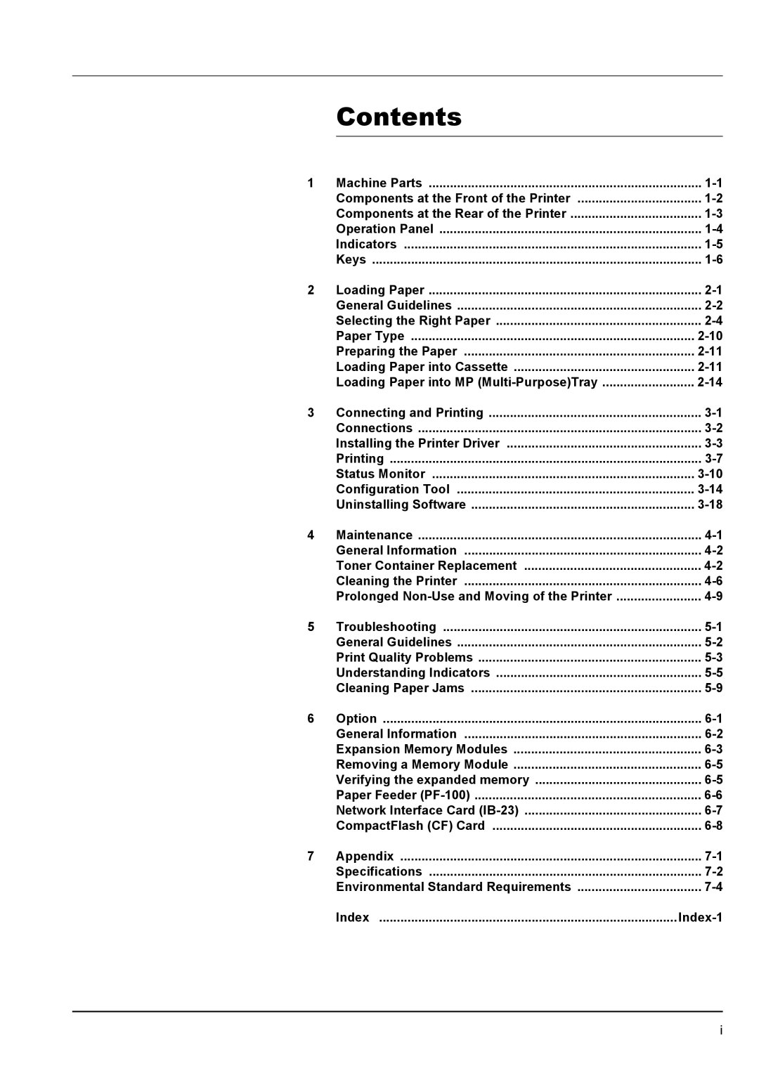 Kyocera FS-1100, FS-1300D manual Contents 