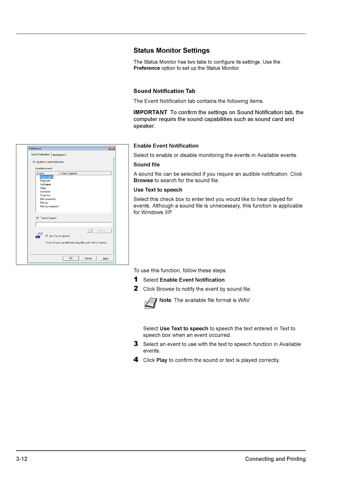 Kyocera FS-1300D, FS-1100 manual Status Monitor Settings 