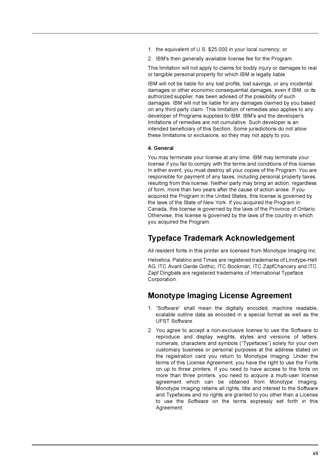 Kyocera FS-1100, FS-1300D manual Typeface Trademark Acknowledgement, Monotype Imaging License Agreement, General 