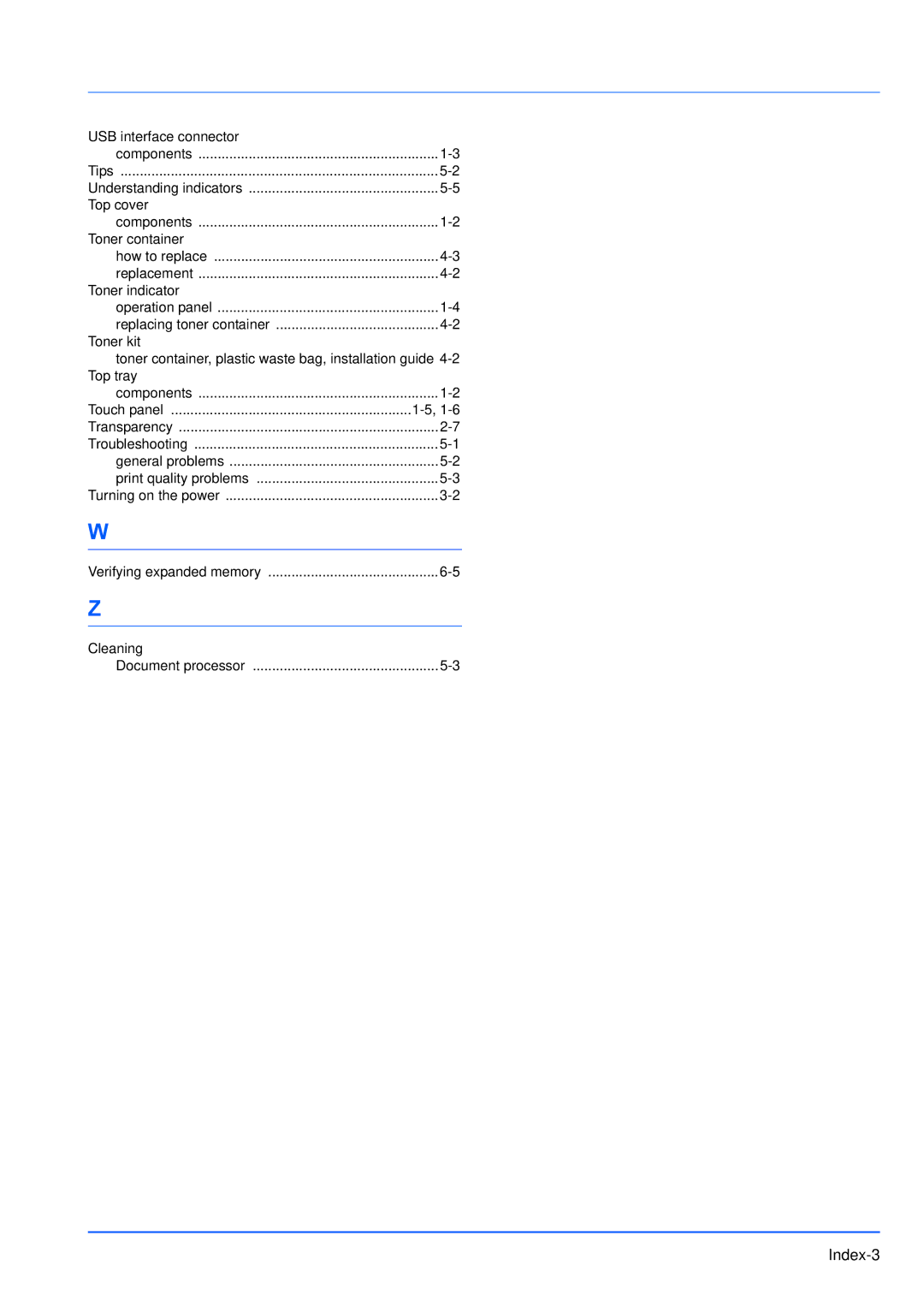 Kyocera FS-1100, FS-1300D manual Index-3 