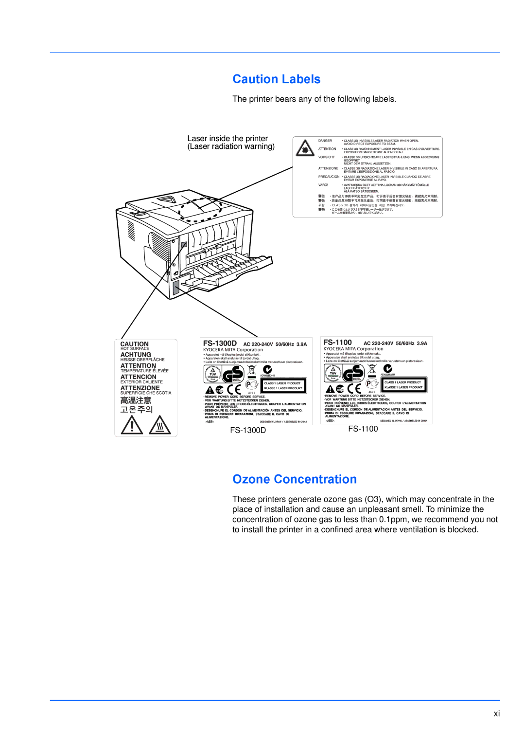 Kyocera FS-1100, FS-1300D manual Ozone Concentration 