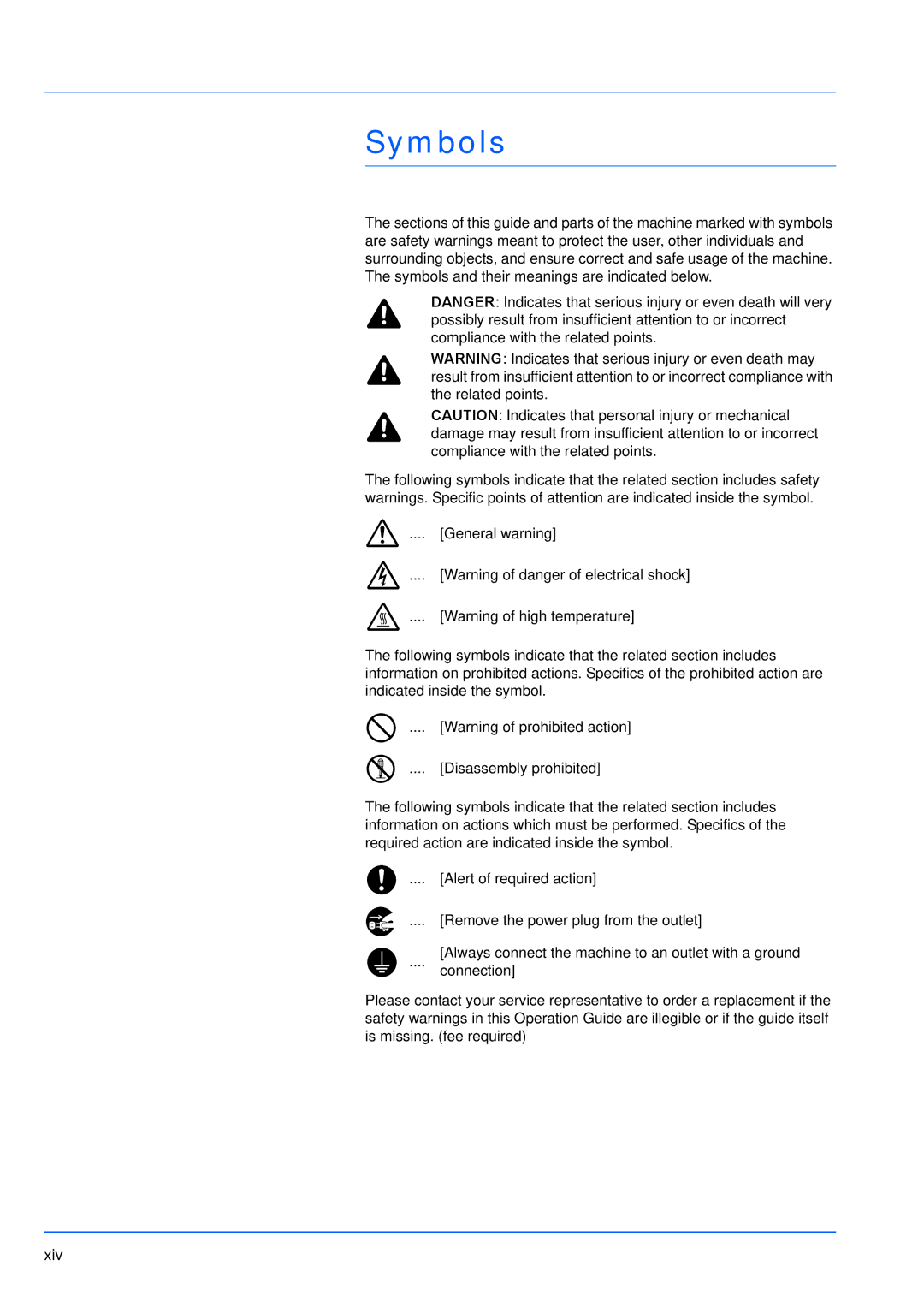 Kyocera FS-1300D, FS-1100 manual Symbols 