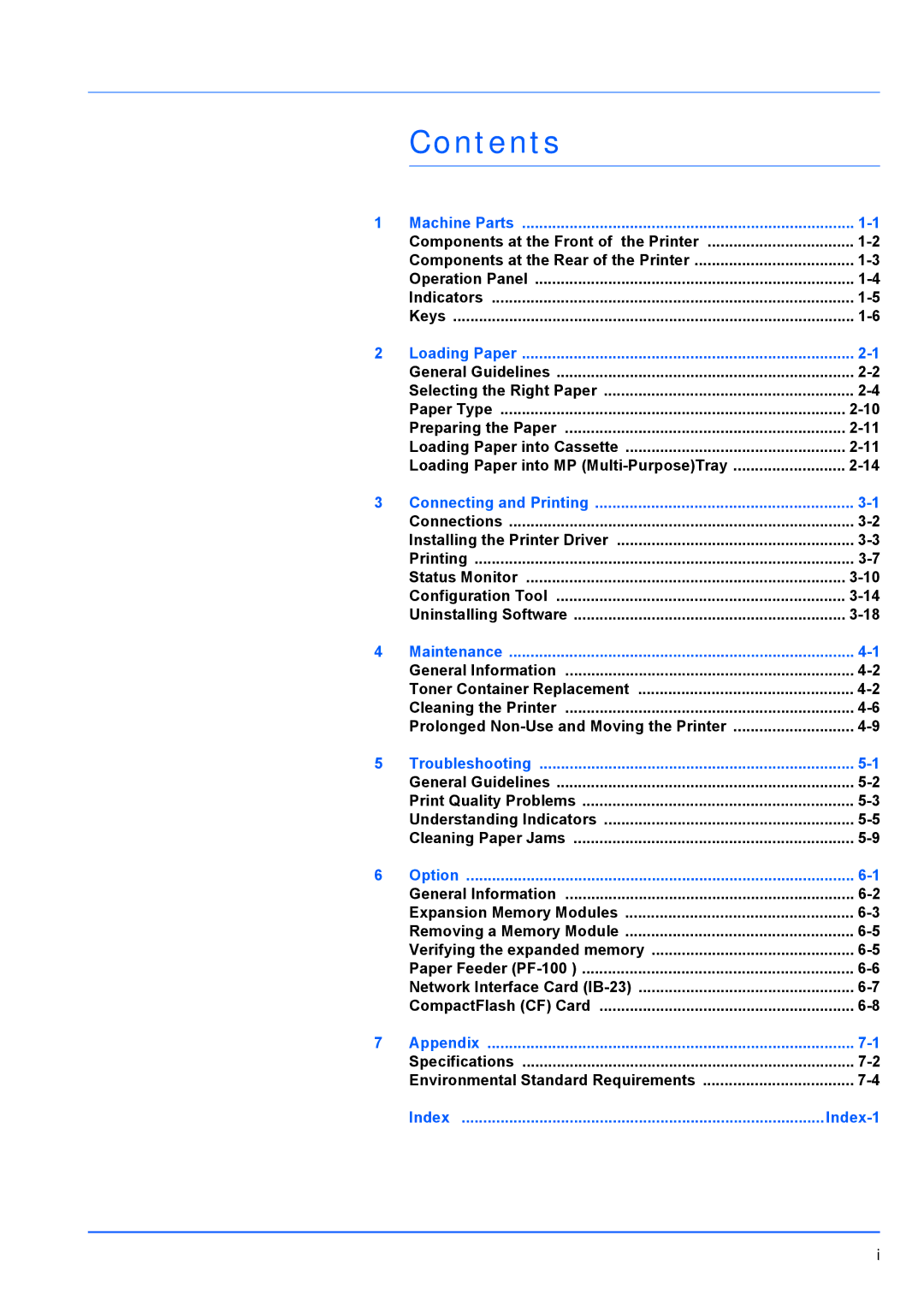 Kyocera FS-1100, FS-1300D manual Contents 