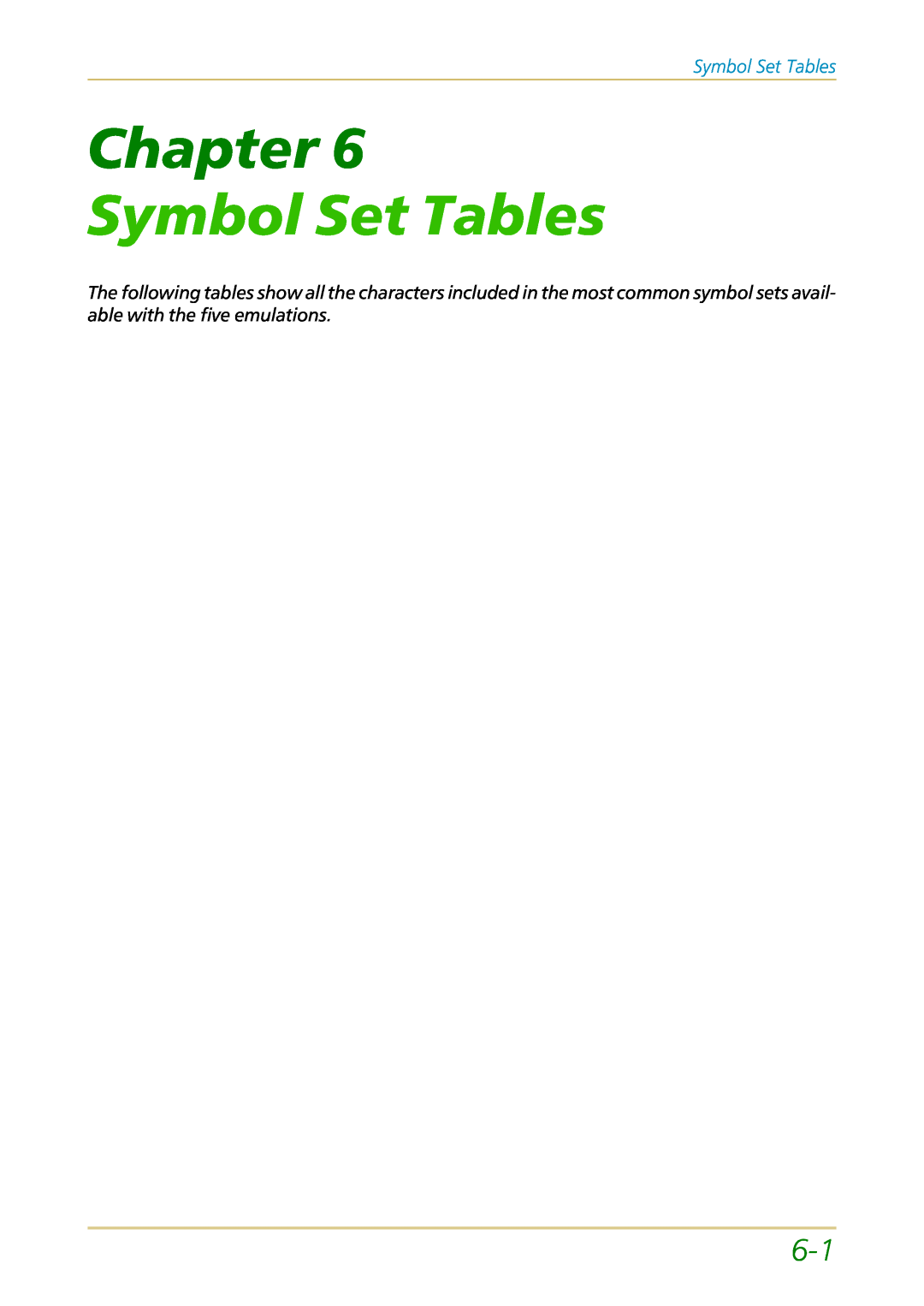 Kyocera FS-1700 user manual Symbol Set Tables, Chapter 