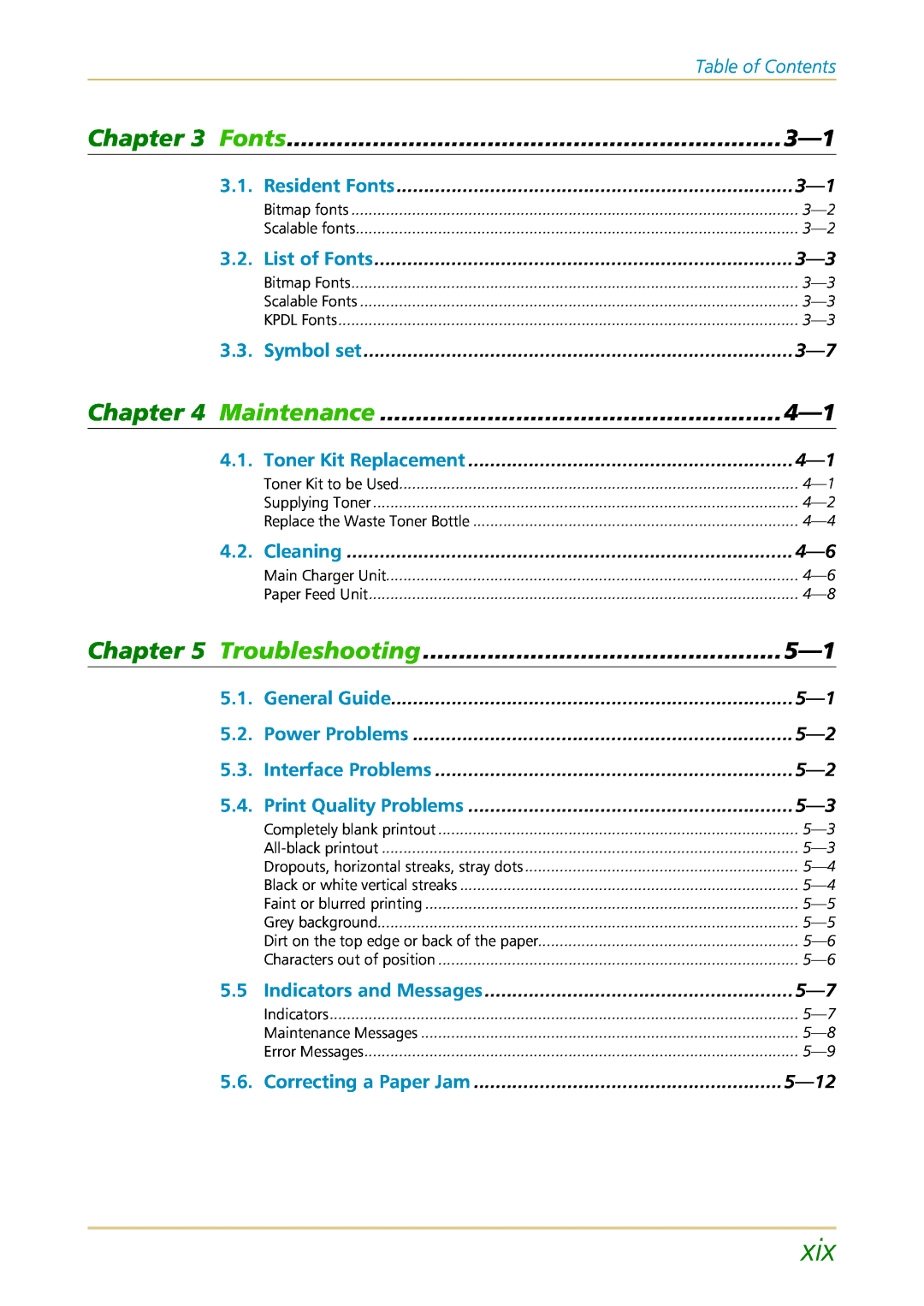Kyocera FS-1700 user manual Fonts, Maintenance, Troubleshooting 