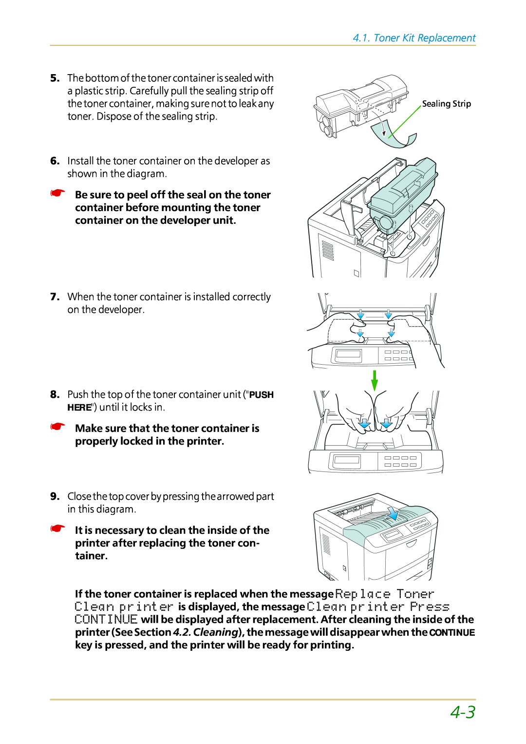 Kyocera FS-1700 user manual Toner Kit Replacement, Sealing Strip 