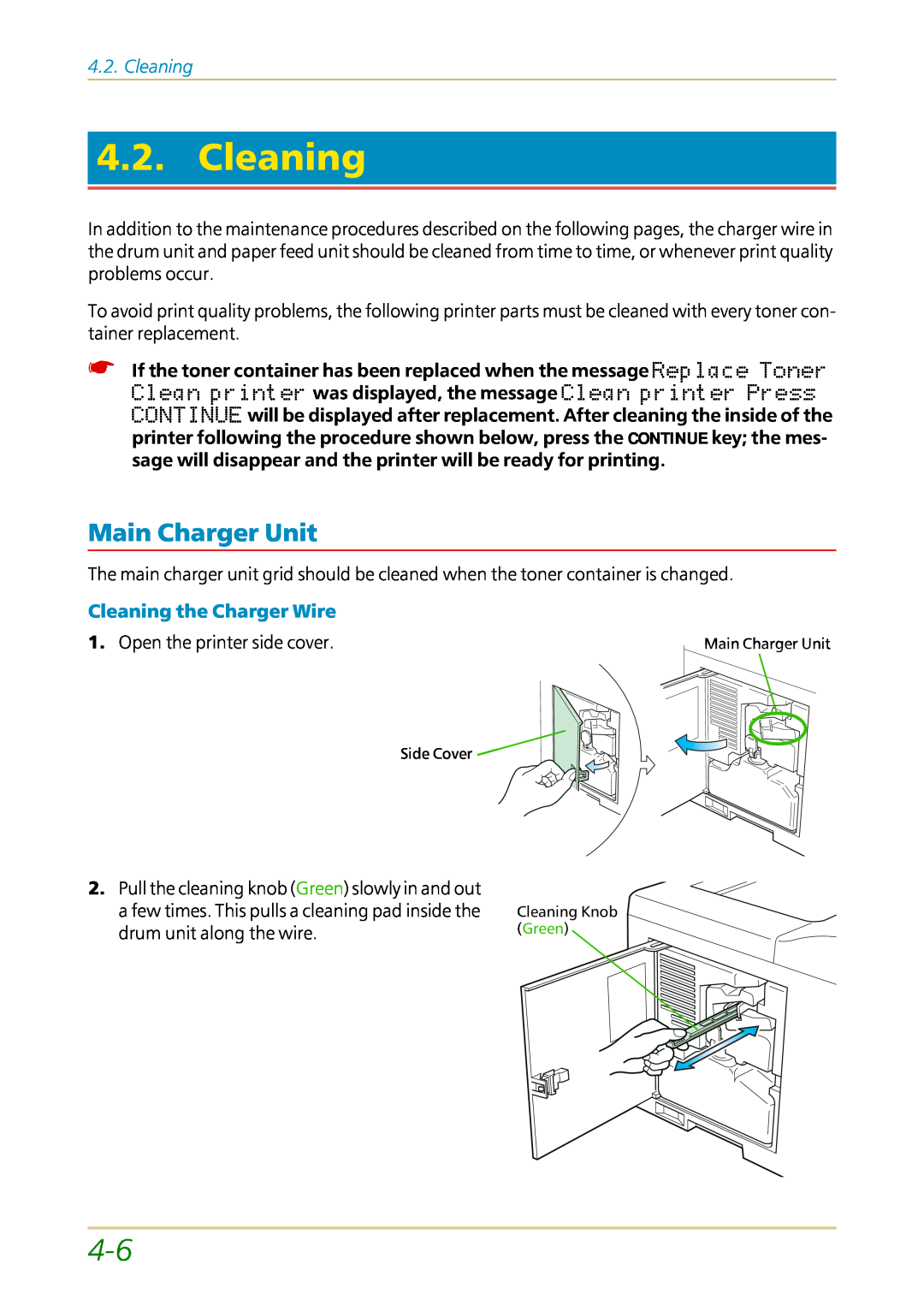 Kyocera FS-1700 user manual Main Charger Unit, Cleaning the Charger Wire 