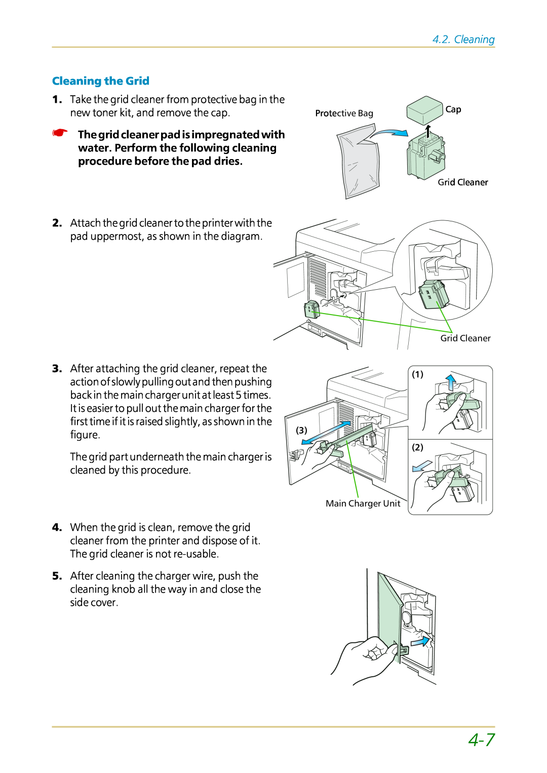Kyocera FS-1700 user manual Cleaning the Grid 