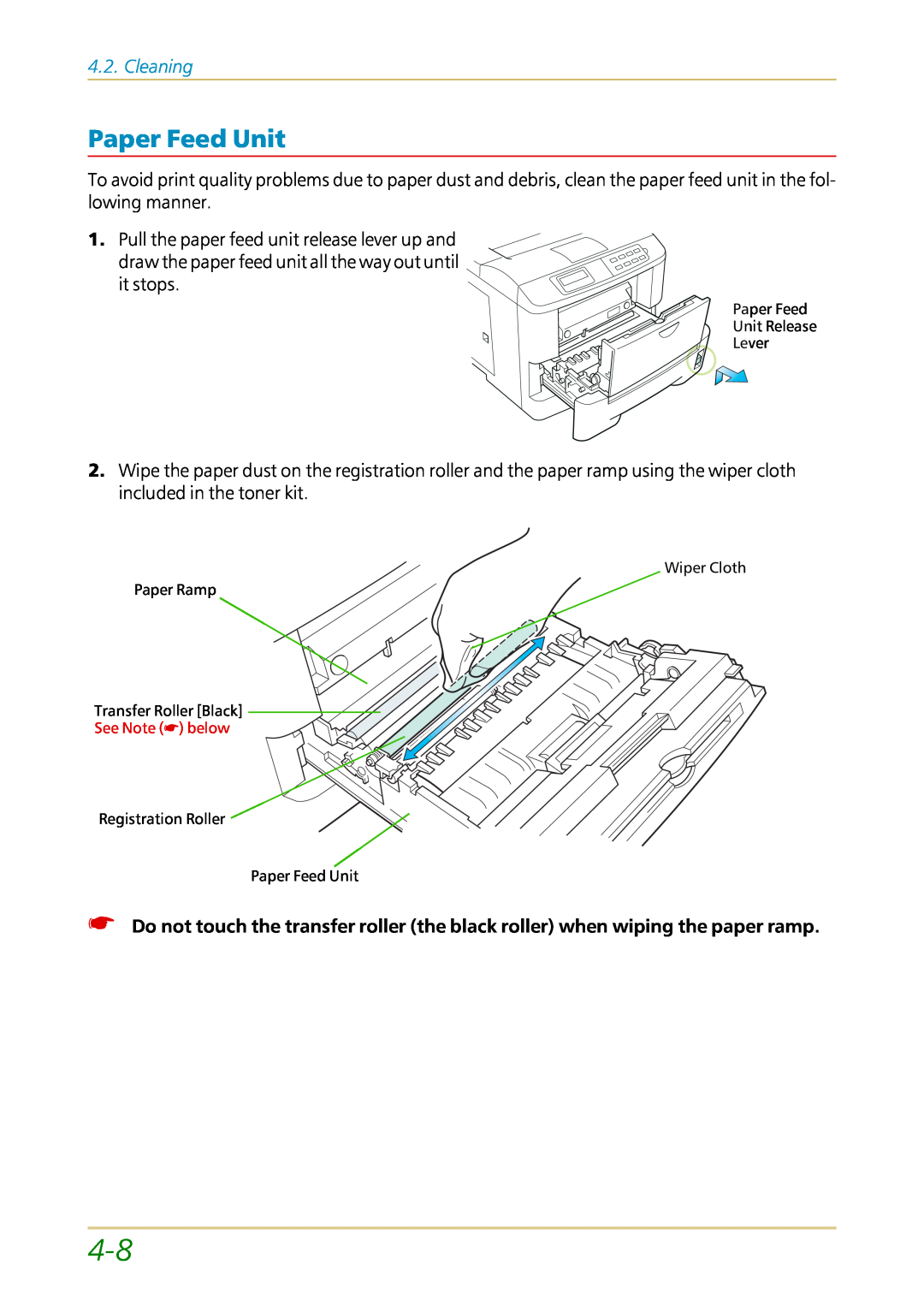 Kyocera FS-1700 user manual Paper Feed Unit, Cleaning 