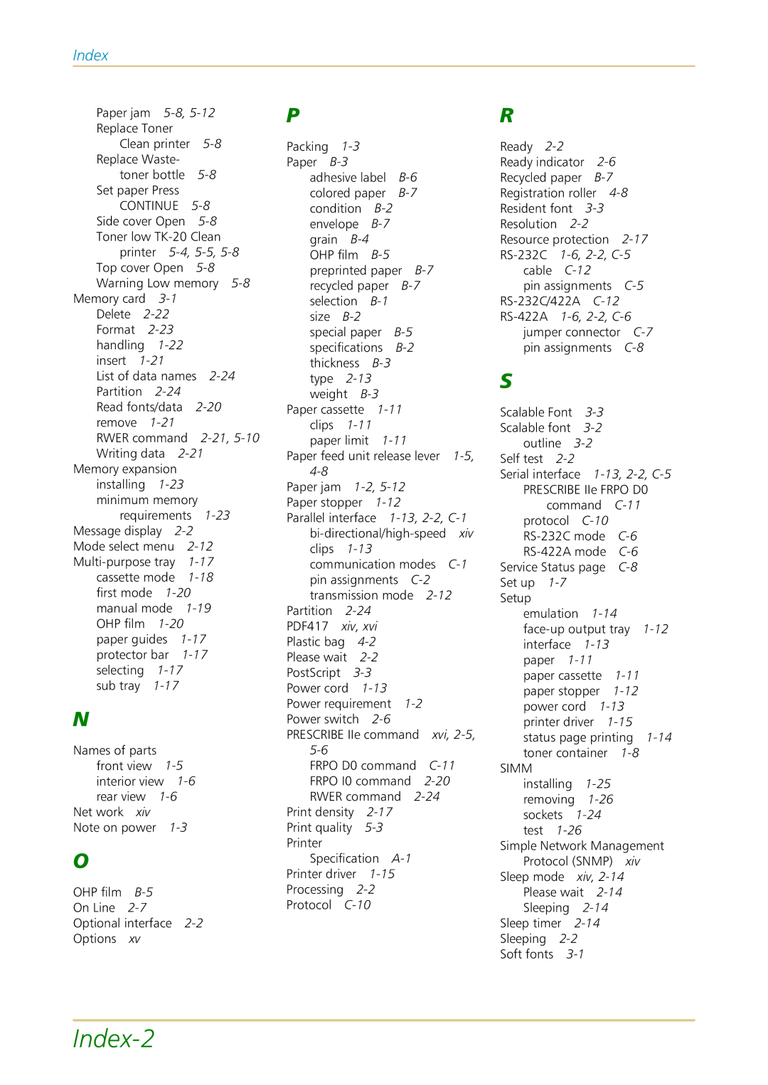 Kyocera FS-1700 user manual Index-2 