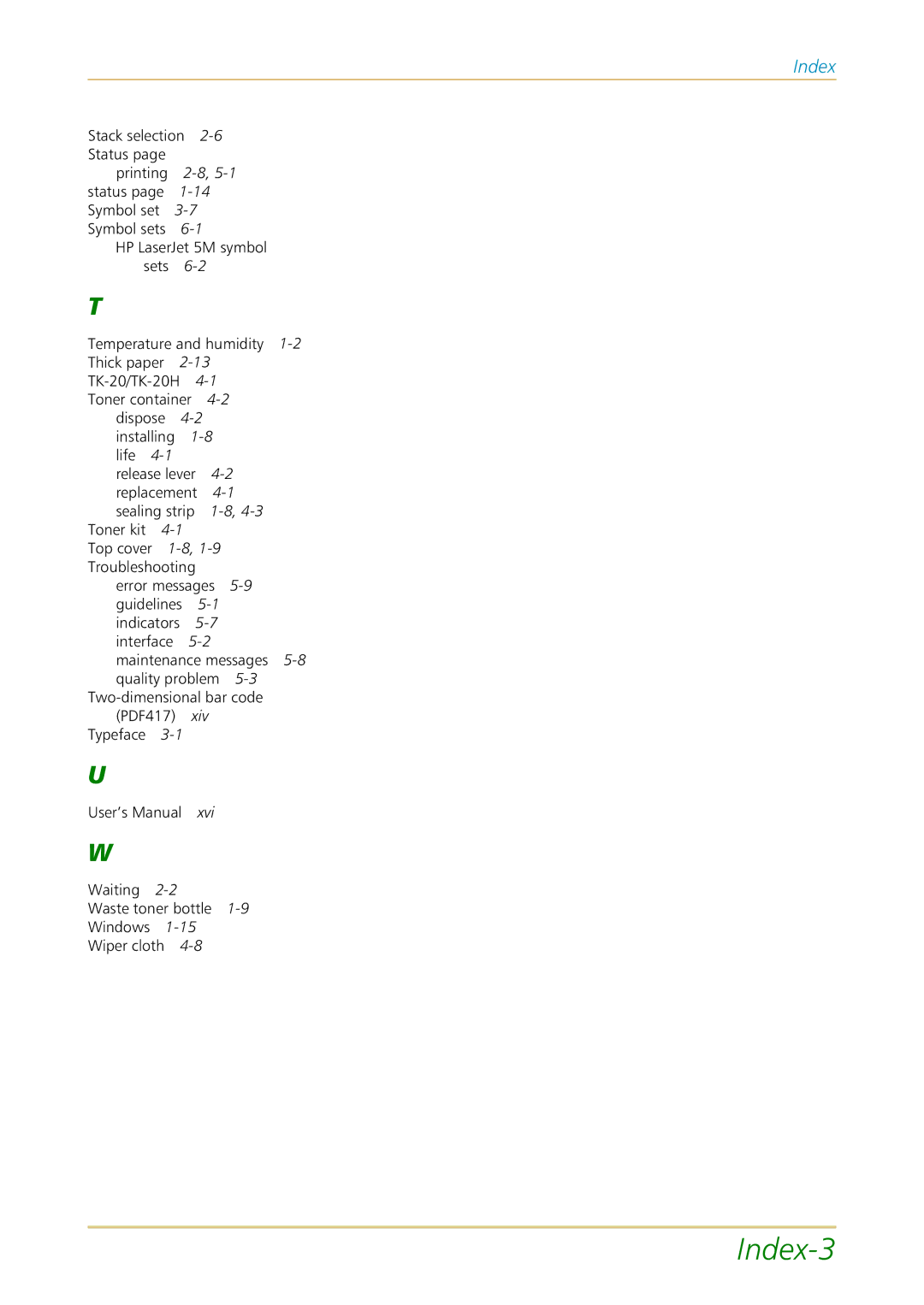 Kyocera FS-1700 user manual Index-3 