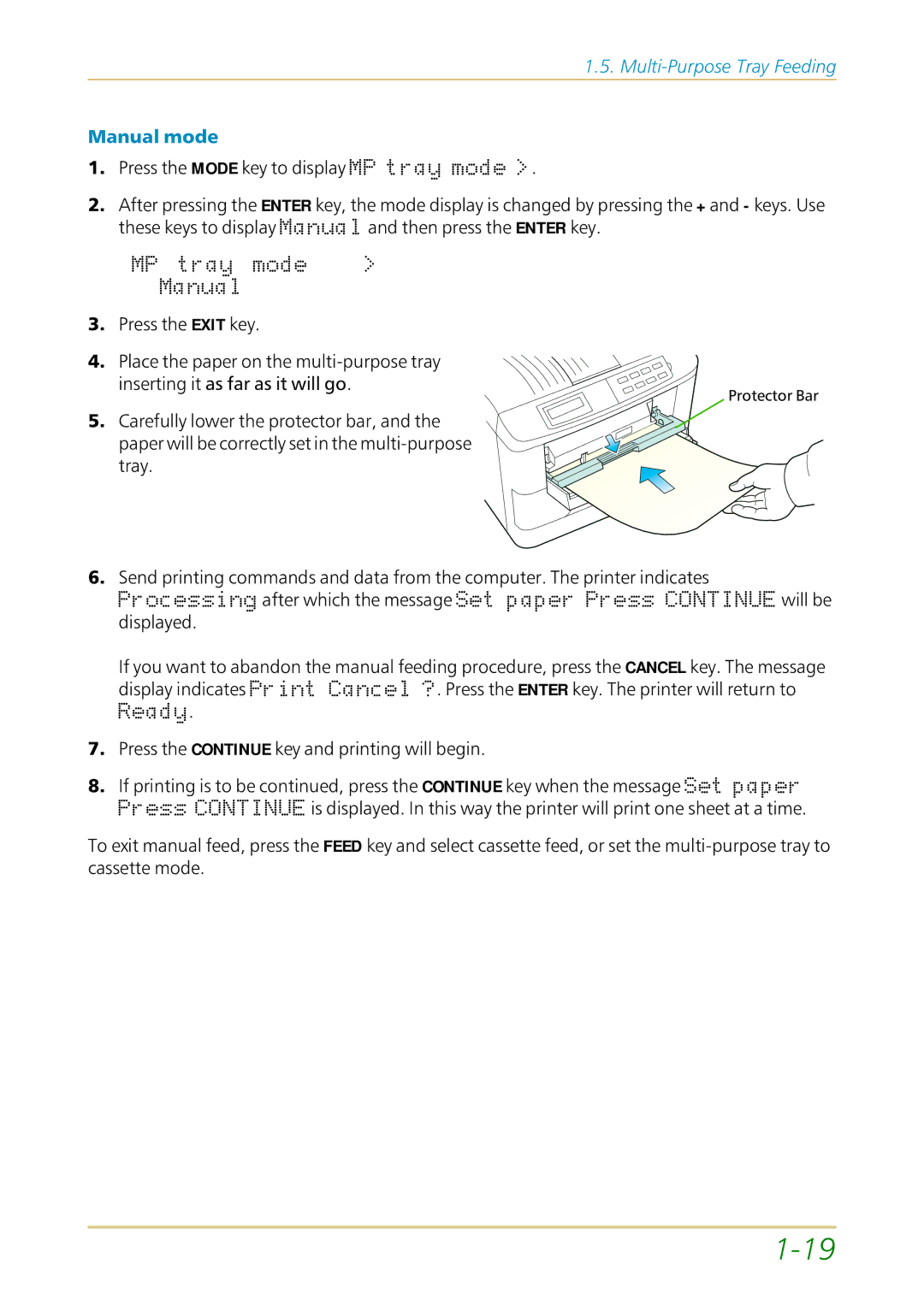 Kyocera FS-1700 user manual Manual mode 