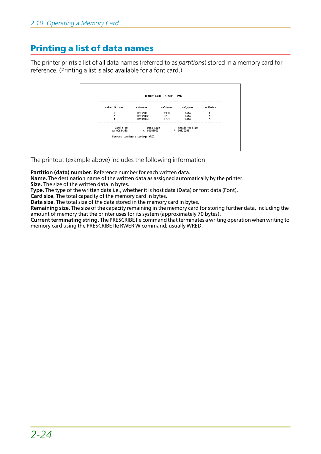 Kyocera FS-1700 user manual Printing a list of data names 