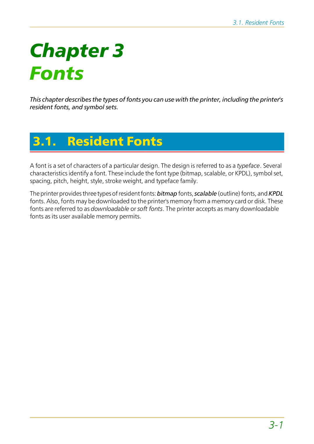 Kyocera FS-1700 user manual Resident Fonts 