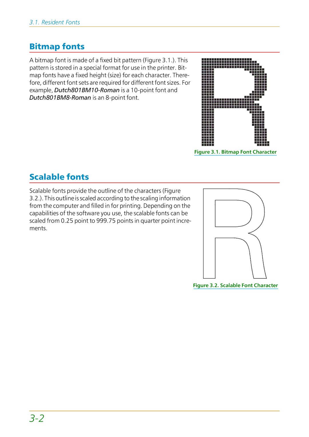 Kyocera FS-1700 user manual Bitmap fonts, Scalable fonts 