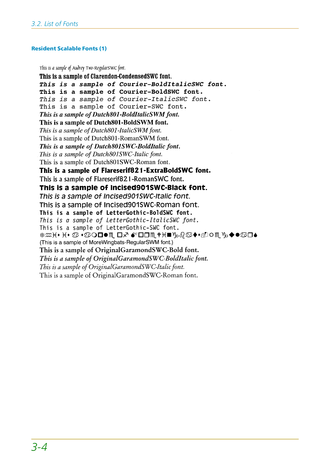 Kyocera FS-1700 user manual Resident Scalable Fonts 