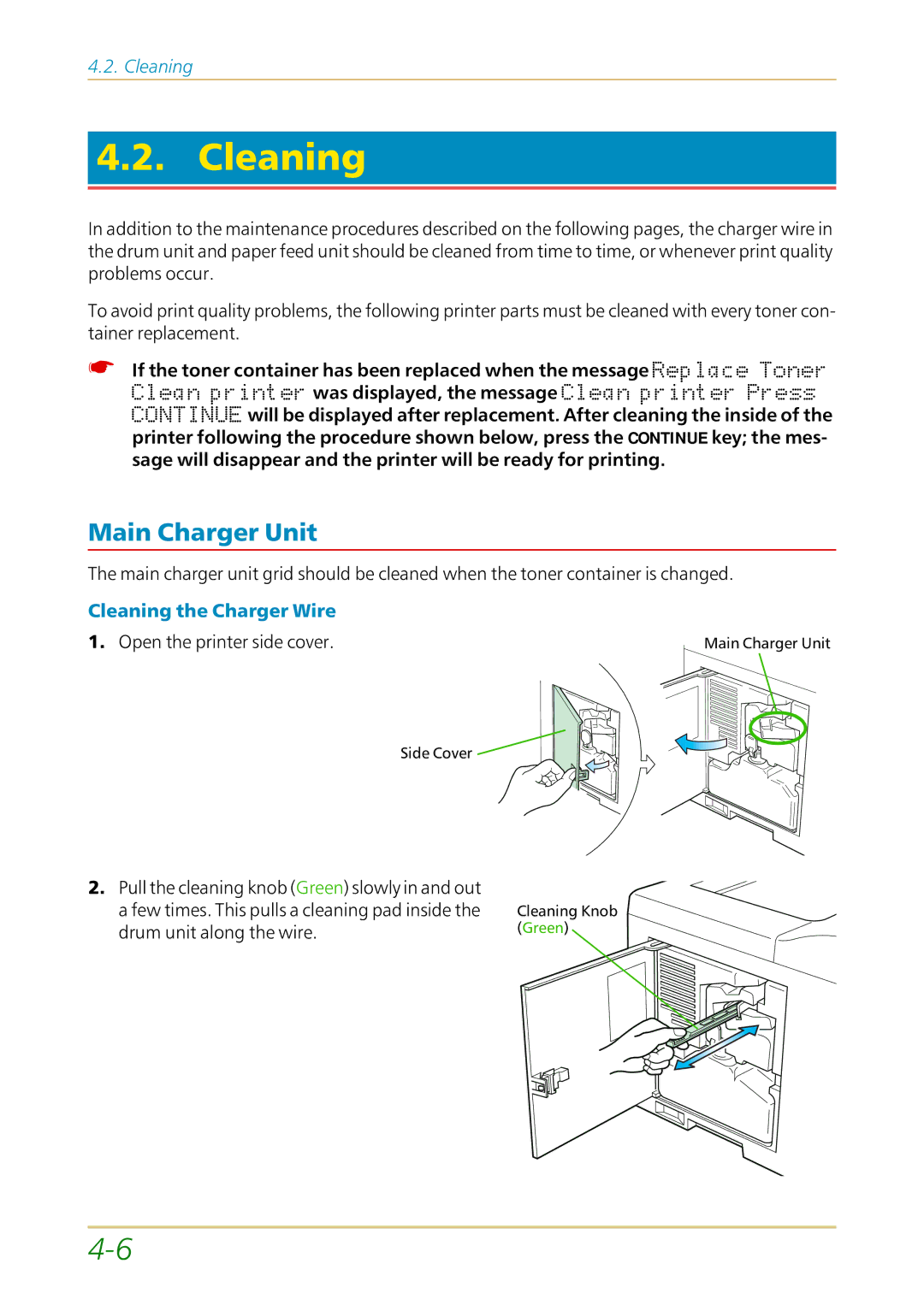 Kyocera FS-1700 user manual Main Charger Unit, Cleaning the Charger Wire 