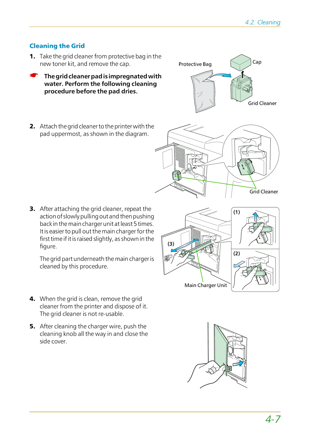 Kyocera FS-1700 user manual Cleaning the Grid 