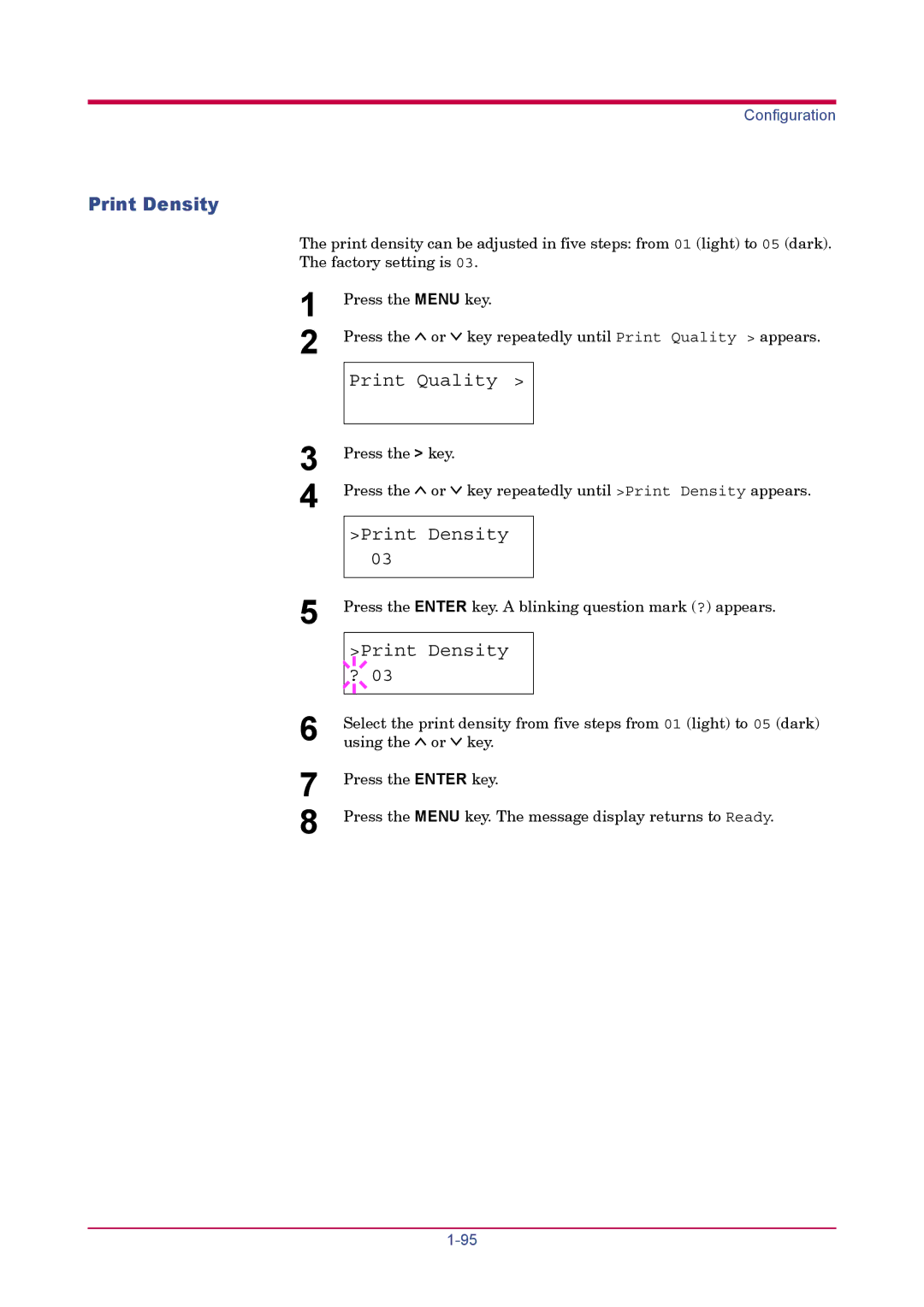 Kyocera FS-1900 manual Print Density 